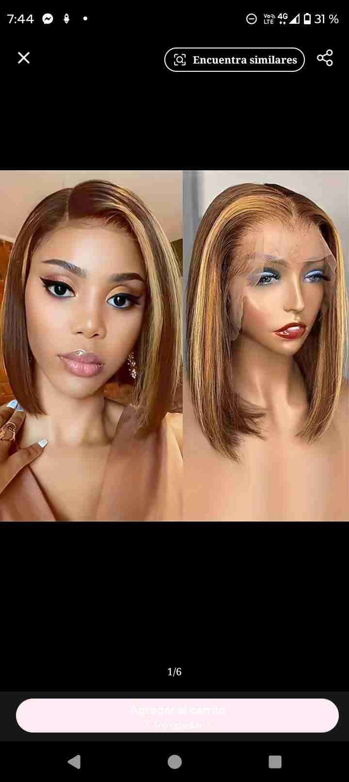 Peluca de cabello liso