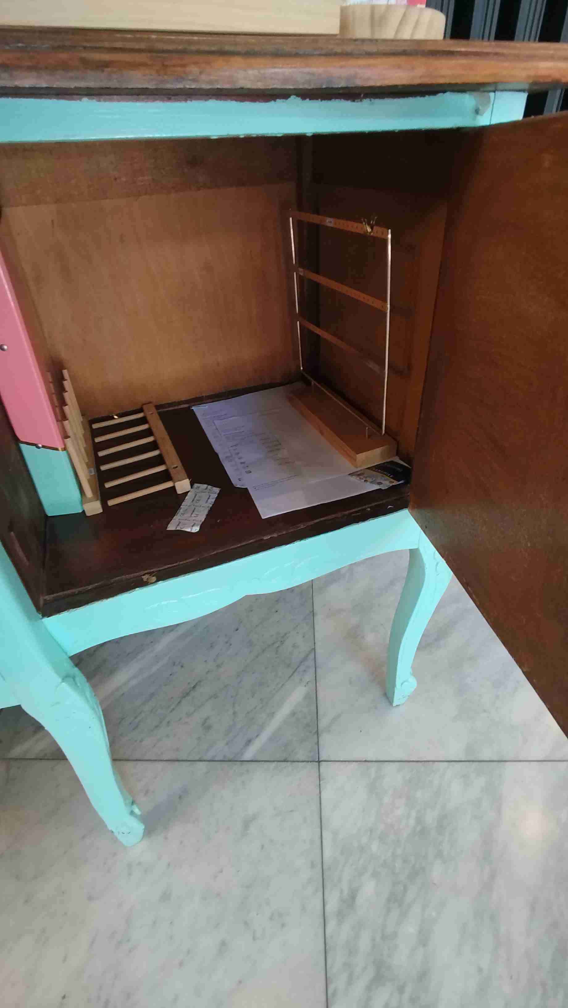 Mueble vintage celeste con cajones - miniatura 3