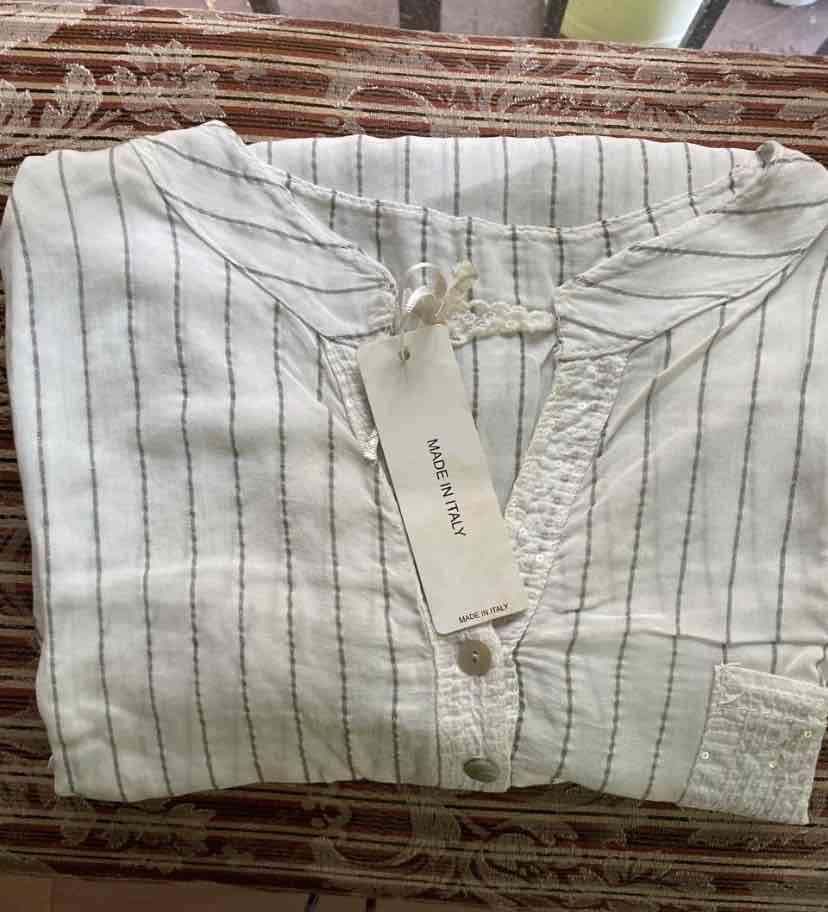 Blusa italiana  raya diplomática blanca - miniatura 2