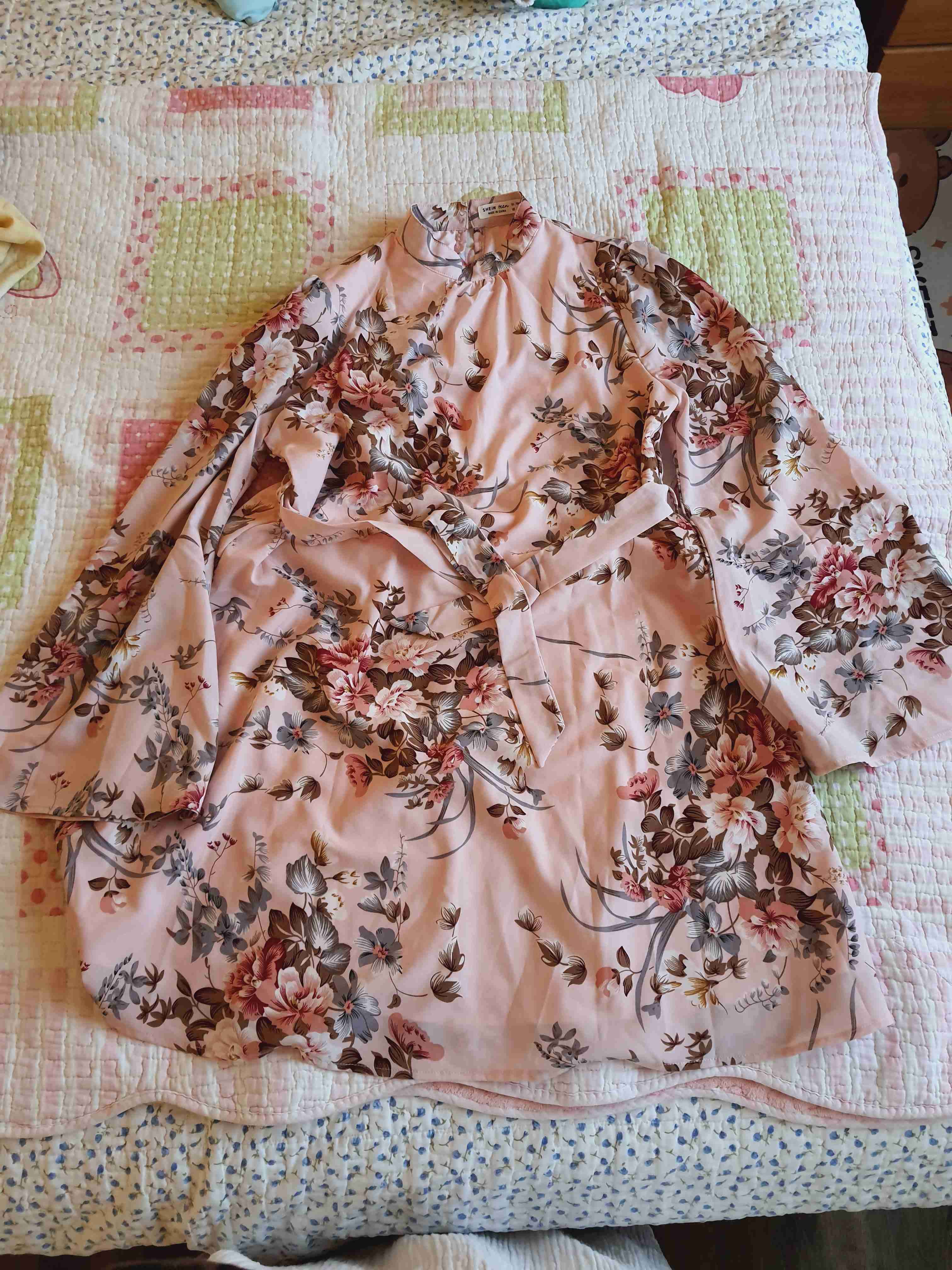 Vestido largo floral rosa