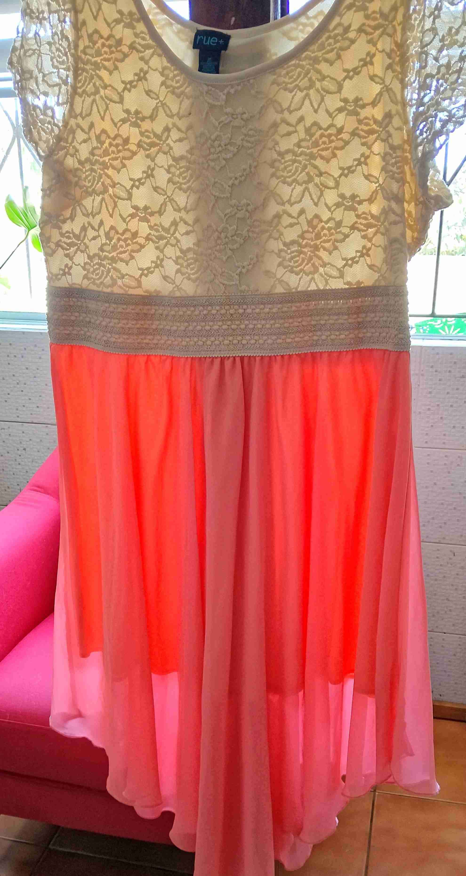 Vestido encaje y gasa XL - miniatura 4