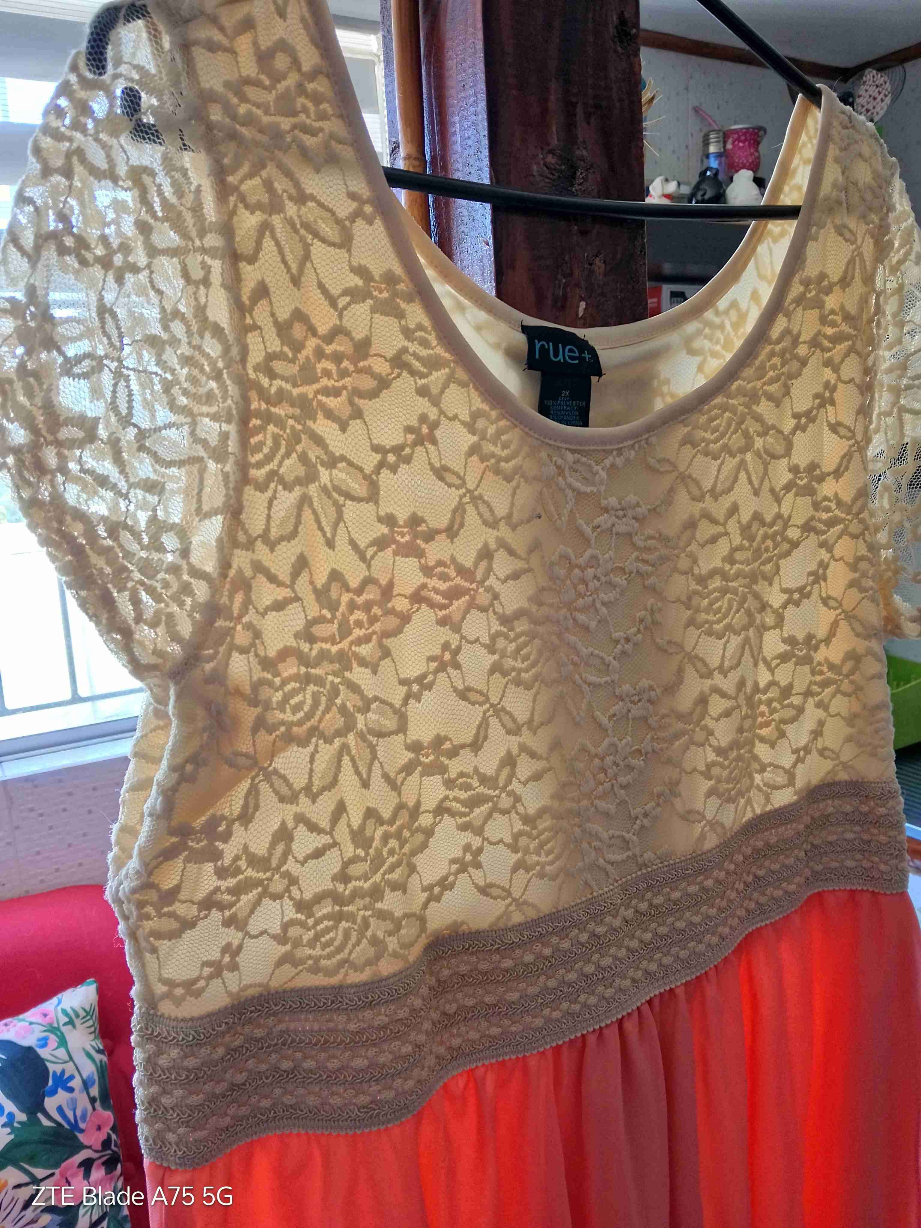 Vestido encaje y gasa XL - miniatura 6