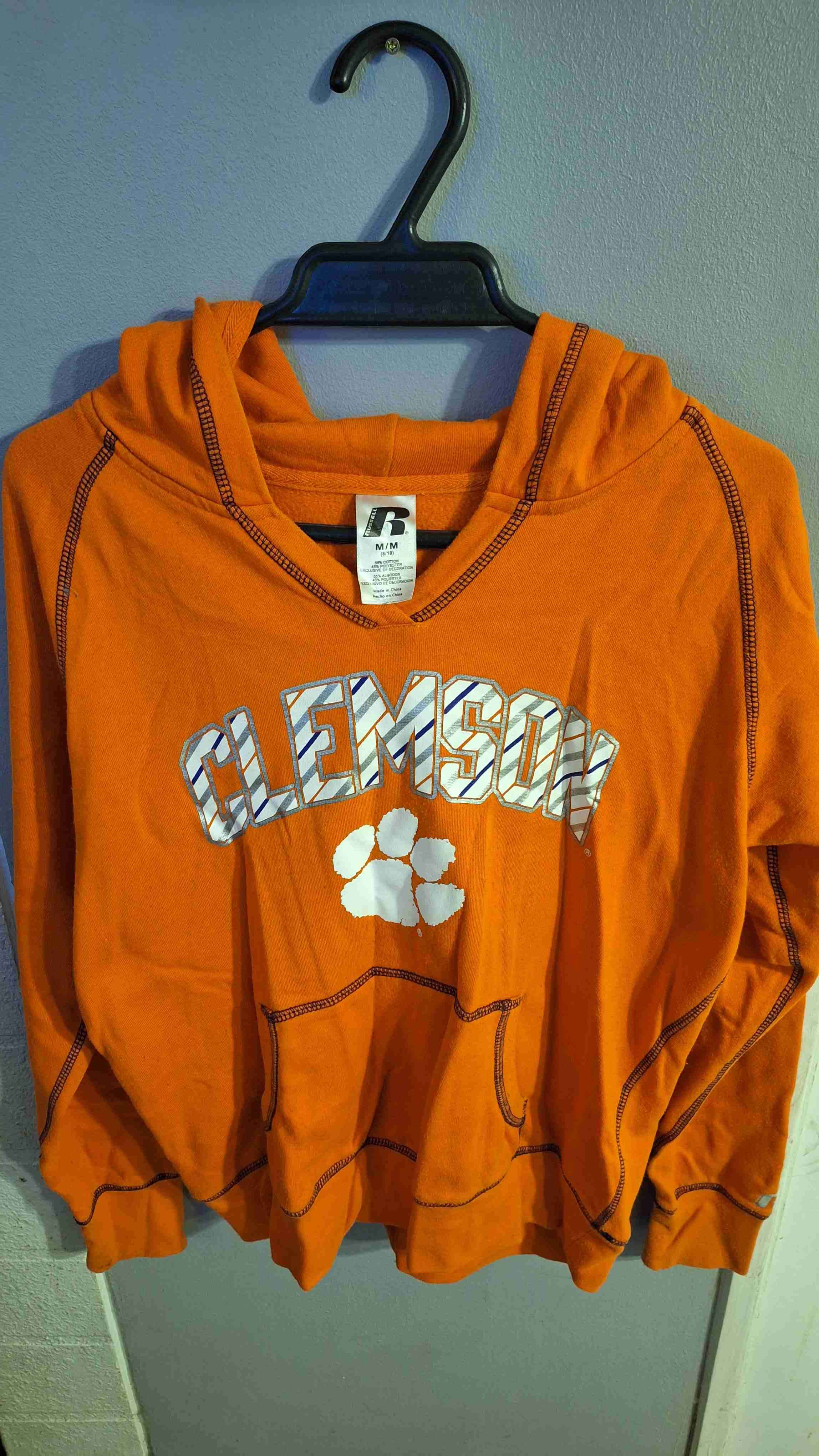 Polerón naranja con capucha Clemson