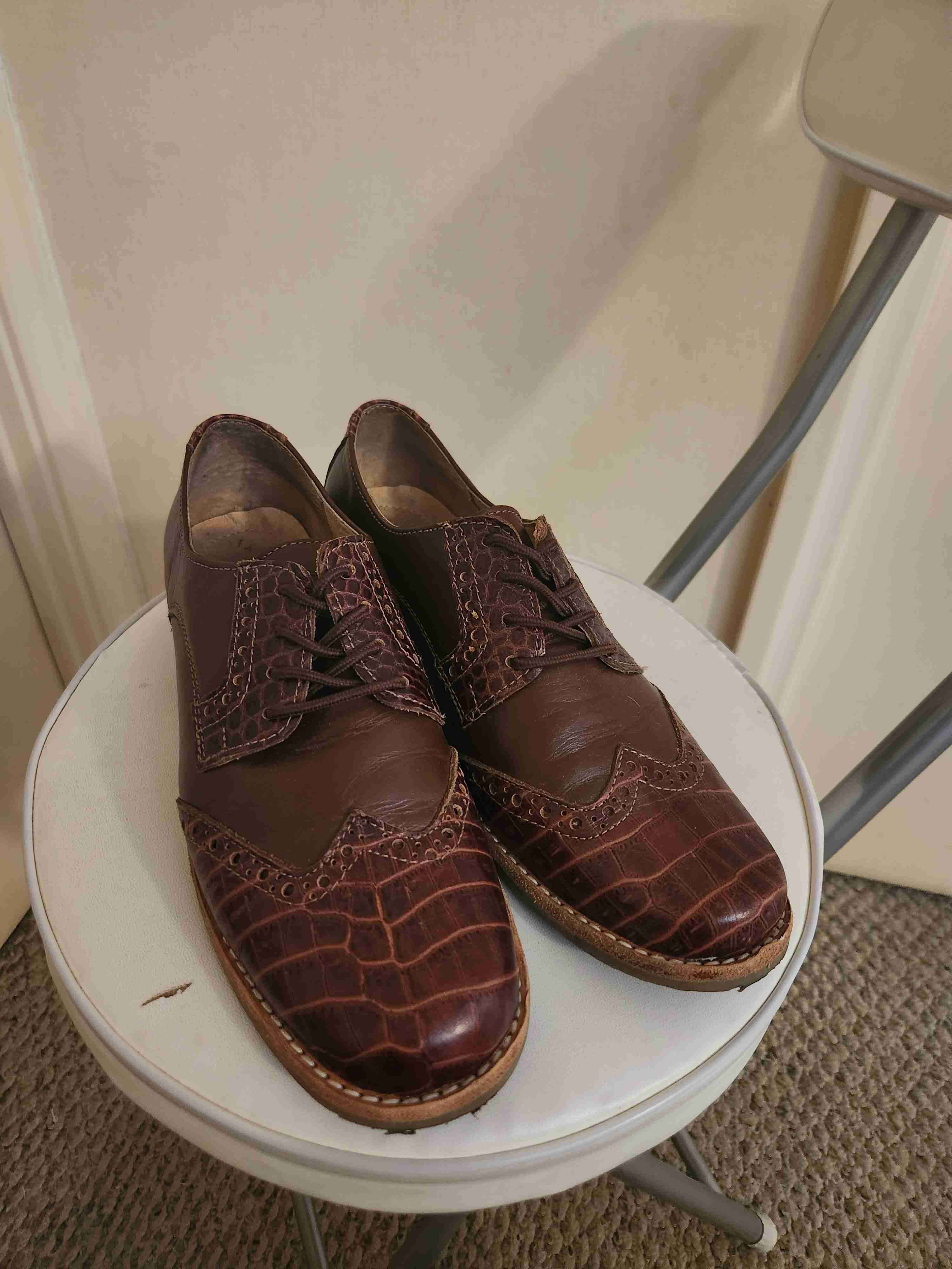 Zapatos de cuero real marrón elegantes - miniatura 2