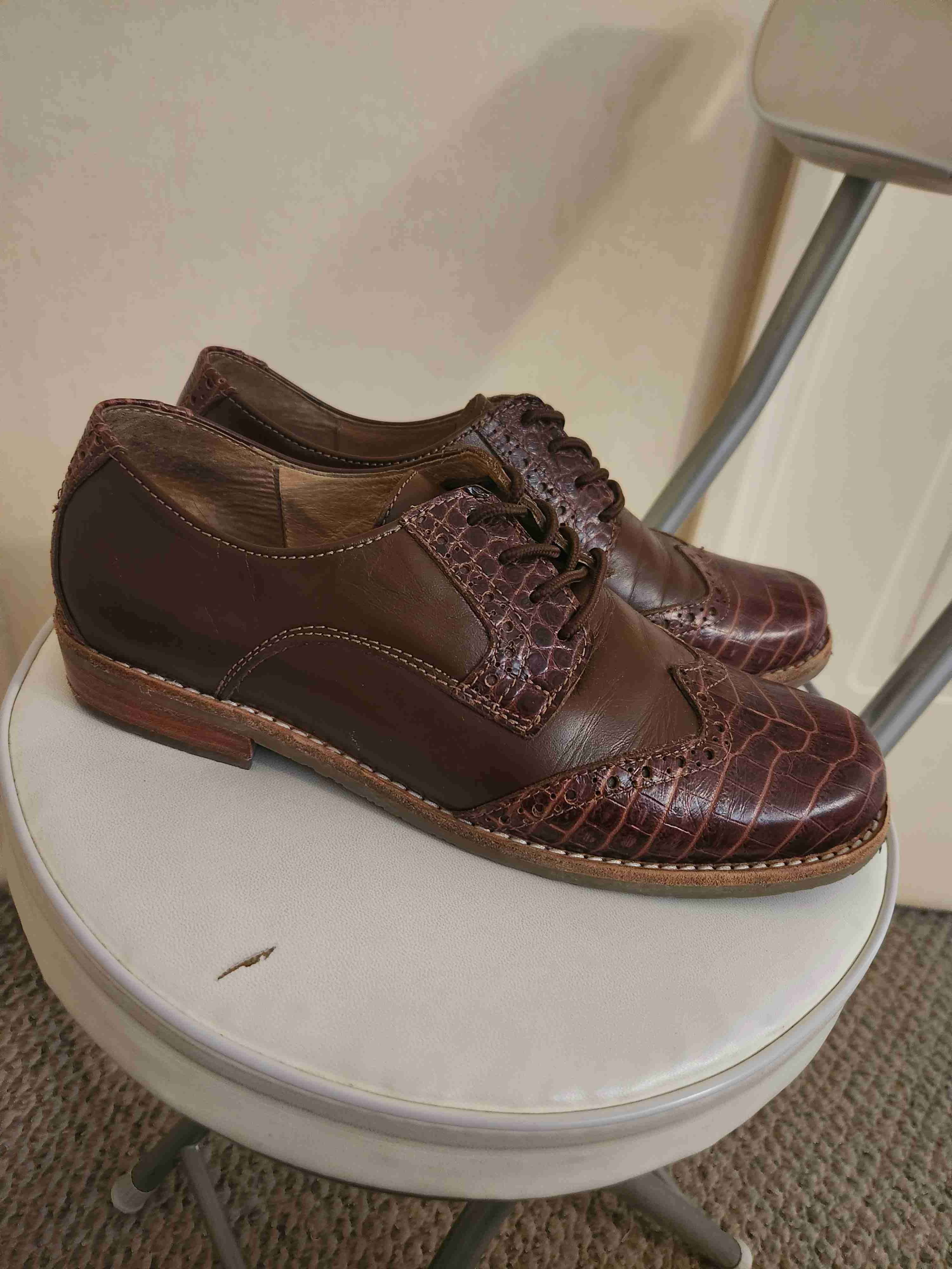 Zapatos de cuero real marrón elegantes - miniatura 3