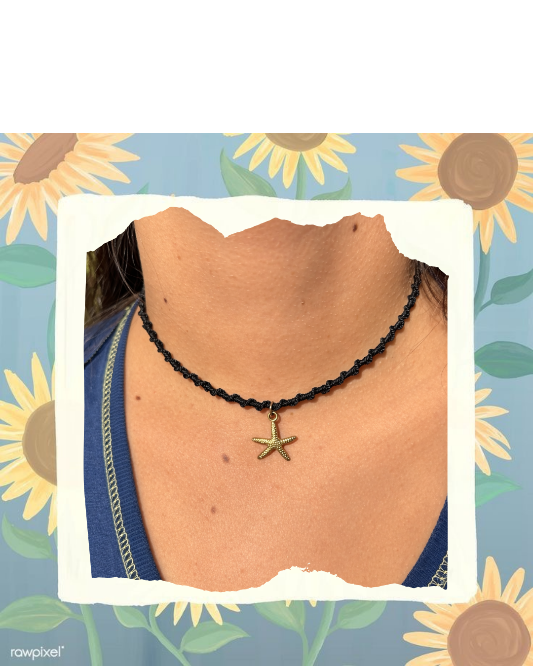 Collar choker negro con estrella de mar