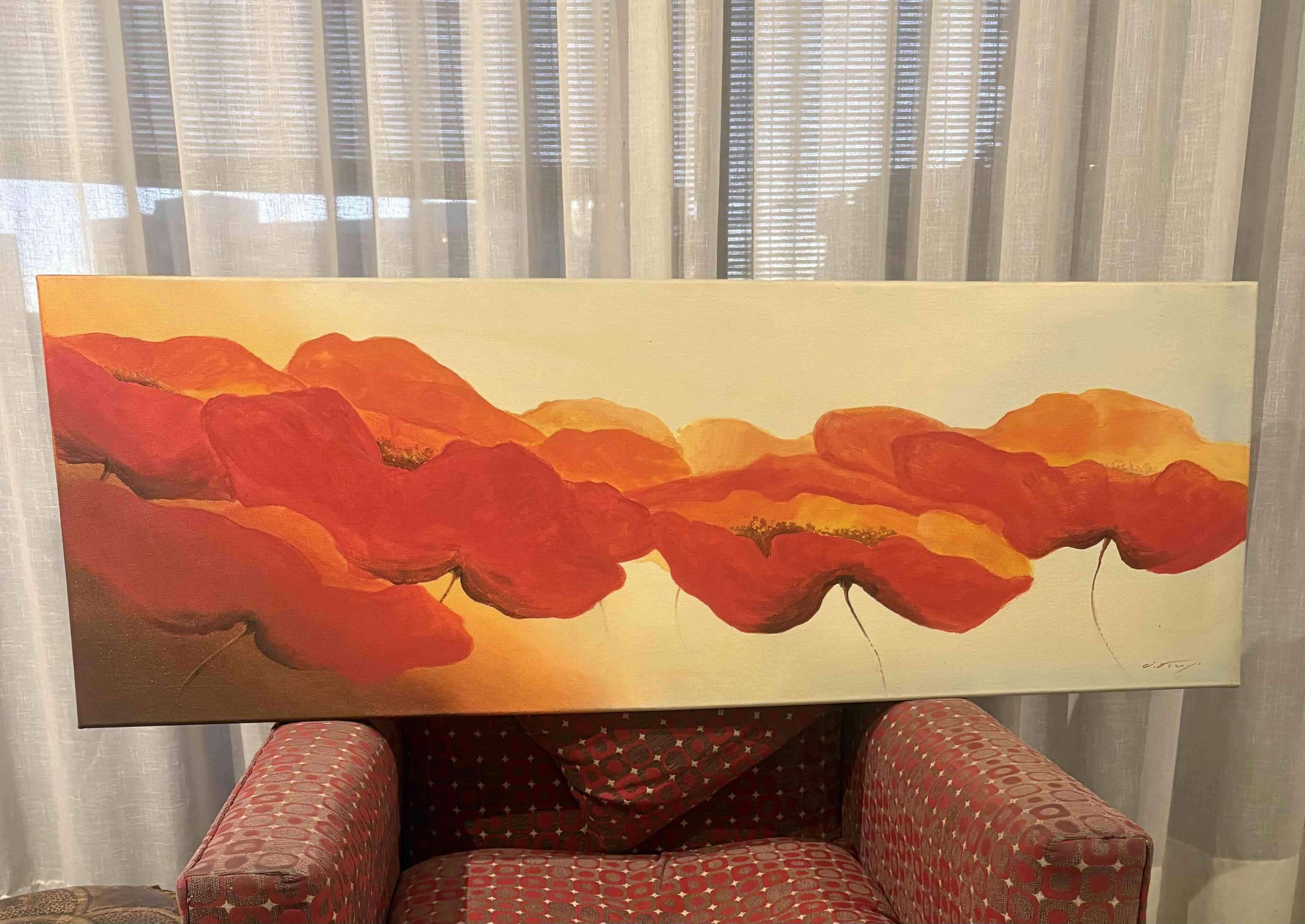 Cuadro decorativo moderno grande – tonos rojos - miniatura 2