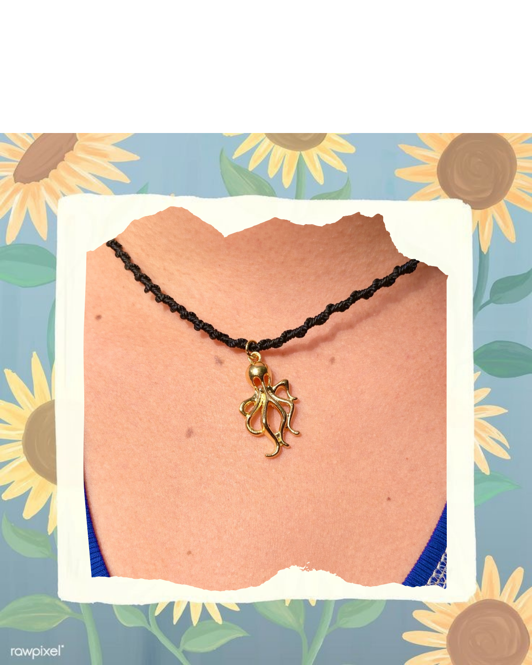 Collar artesanal con colgante dorado de pulpo