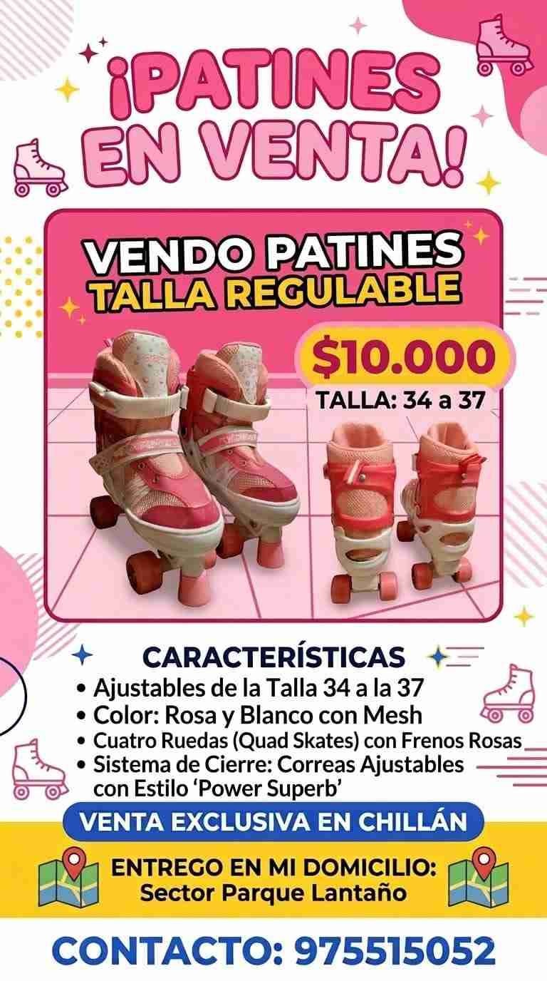 Patines ajustables rosas y blancos