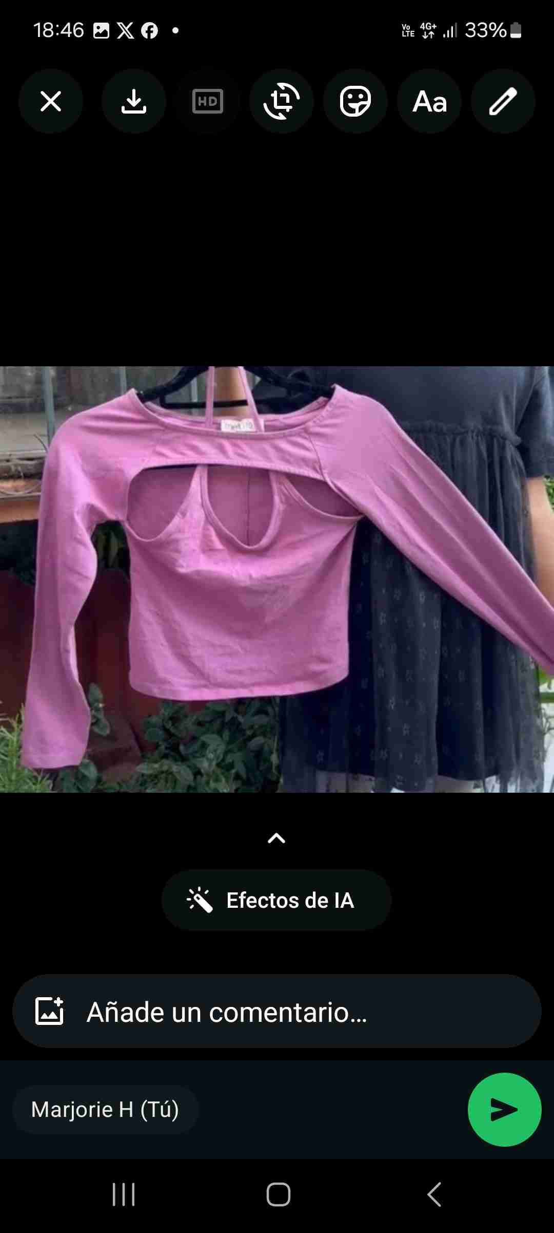 Polera rosa con cortes