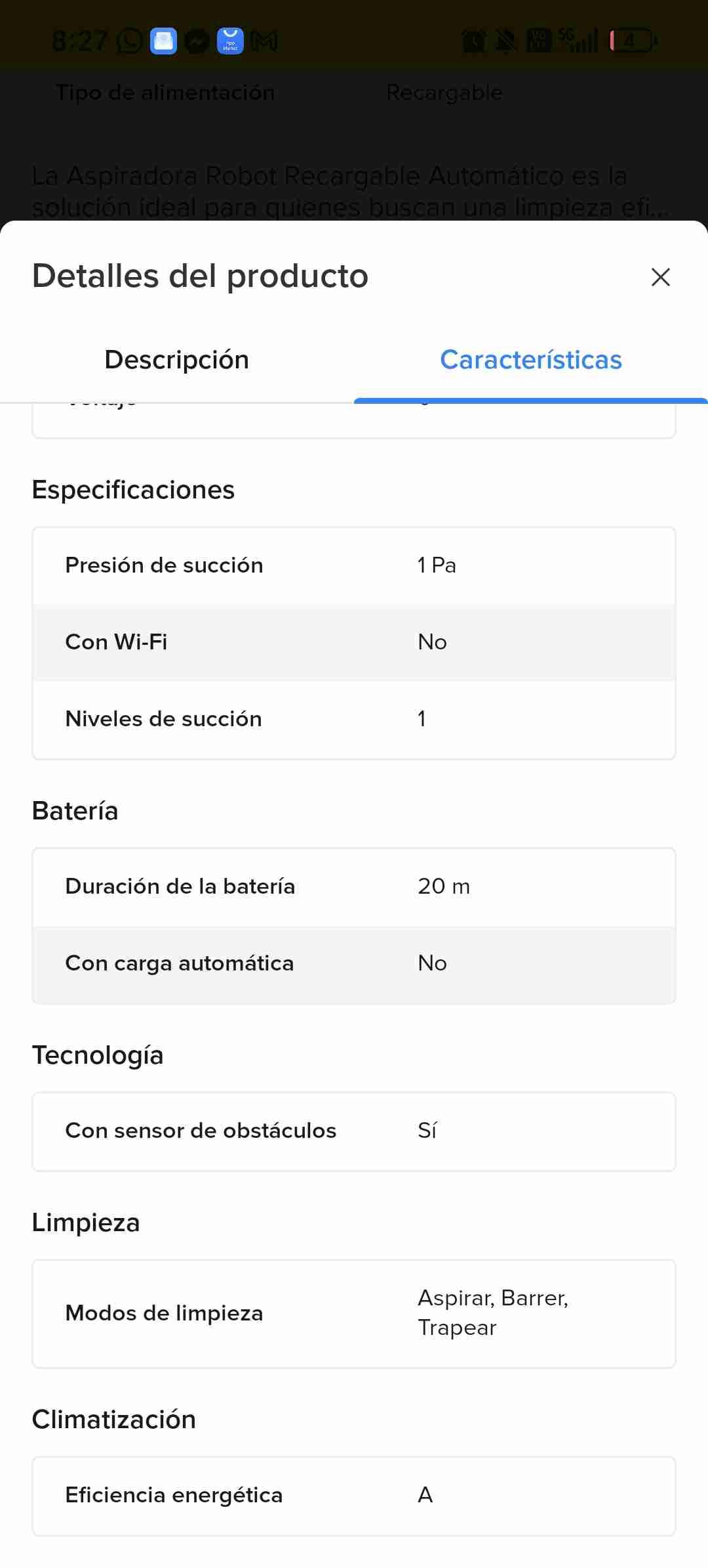 Robot aspirador Tasbel automático - miniatura 4
