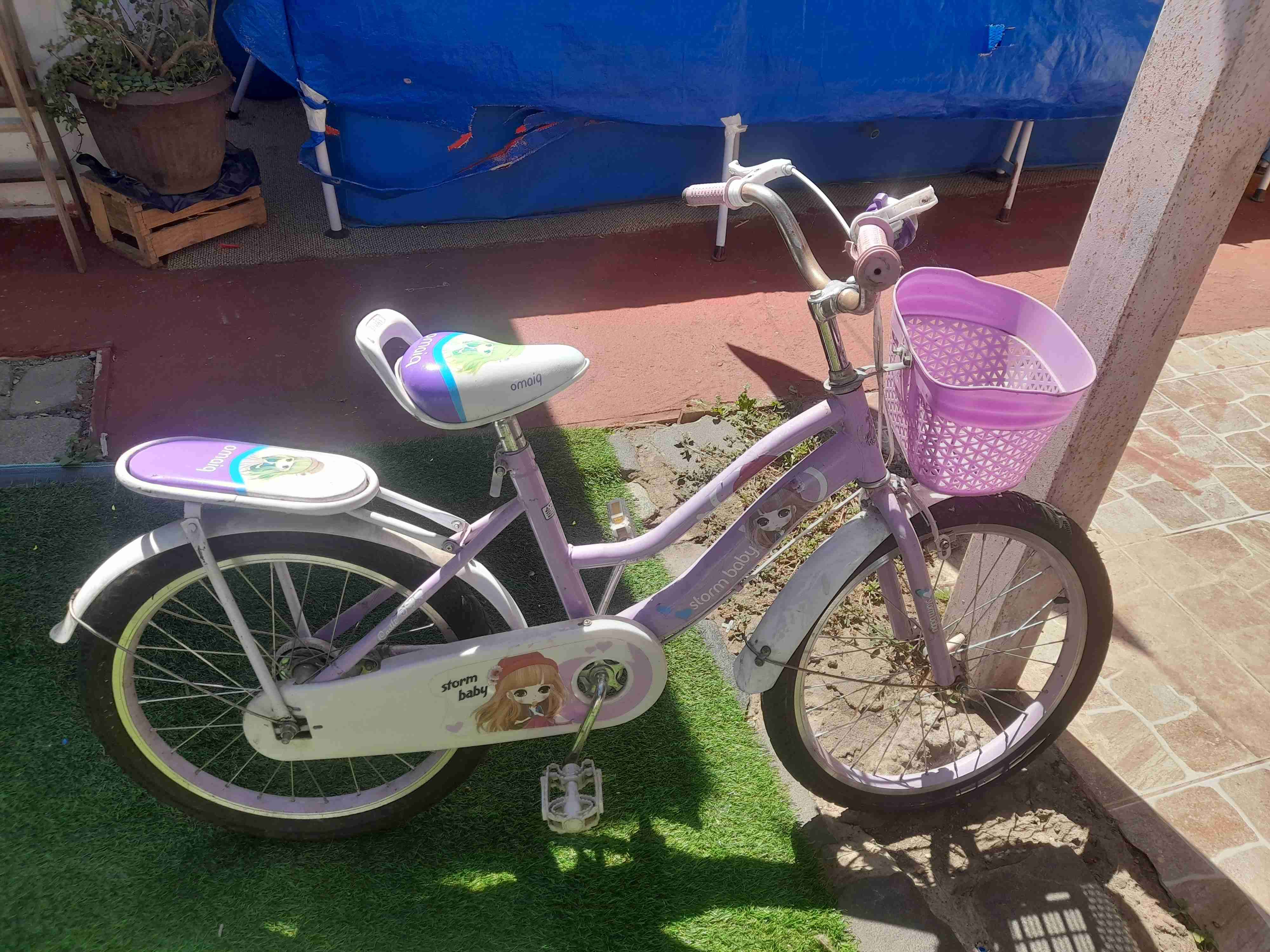 Bicicleta infantil morada con canasto - miniatura 2