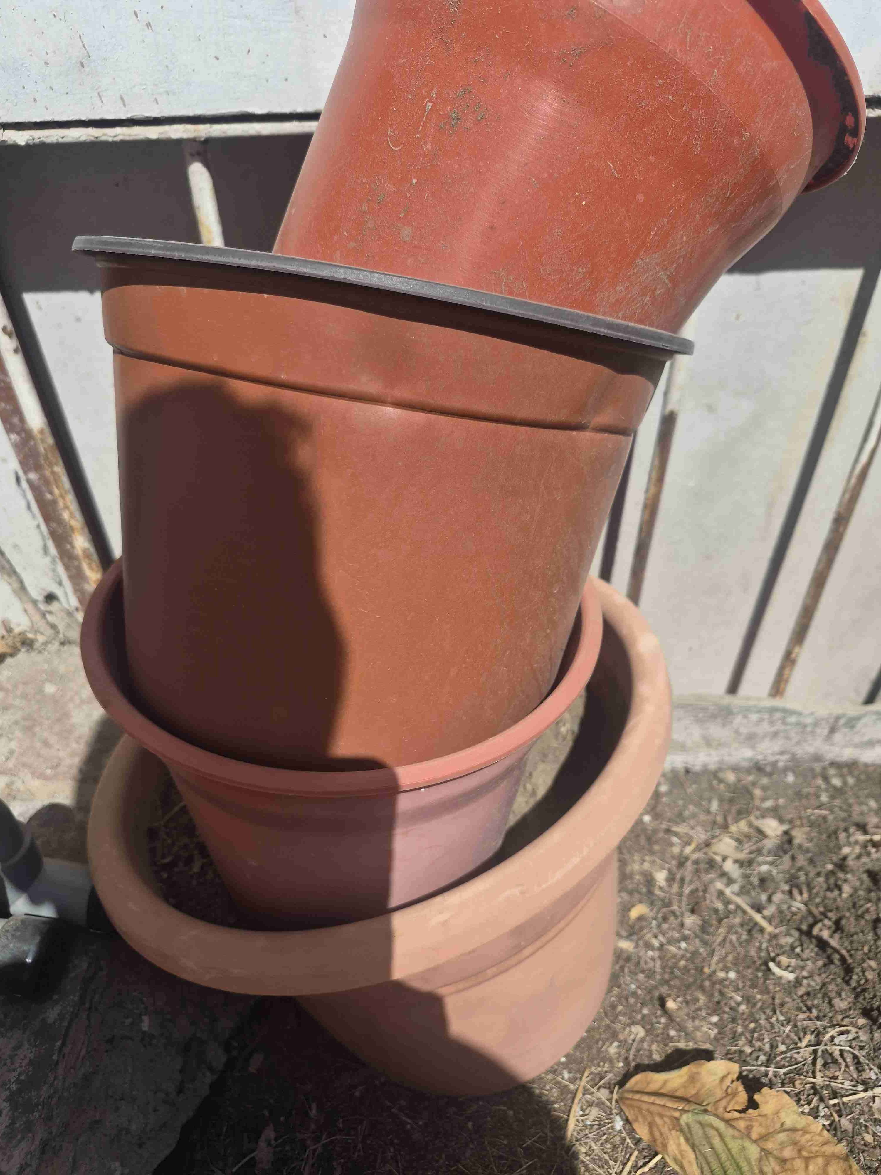 Maceteros de plástico anaranjados