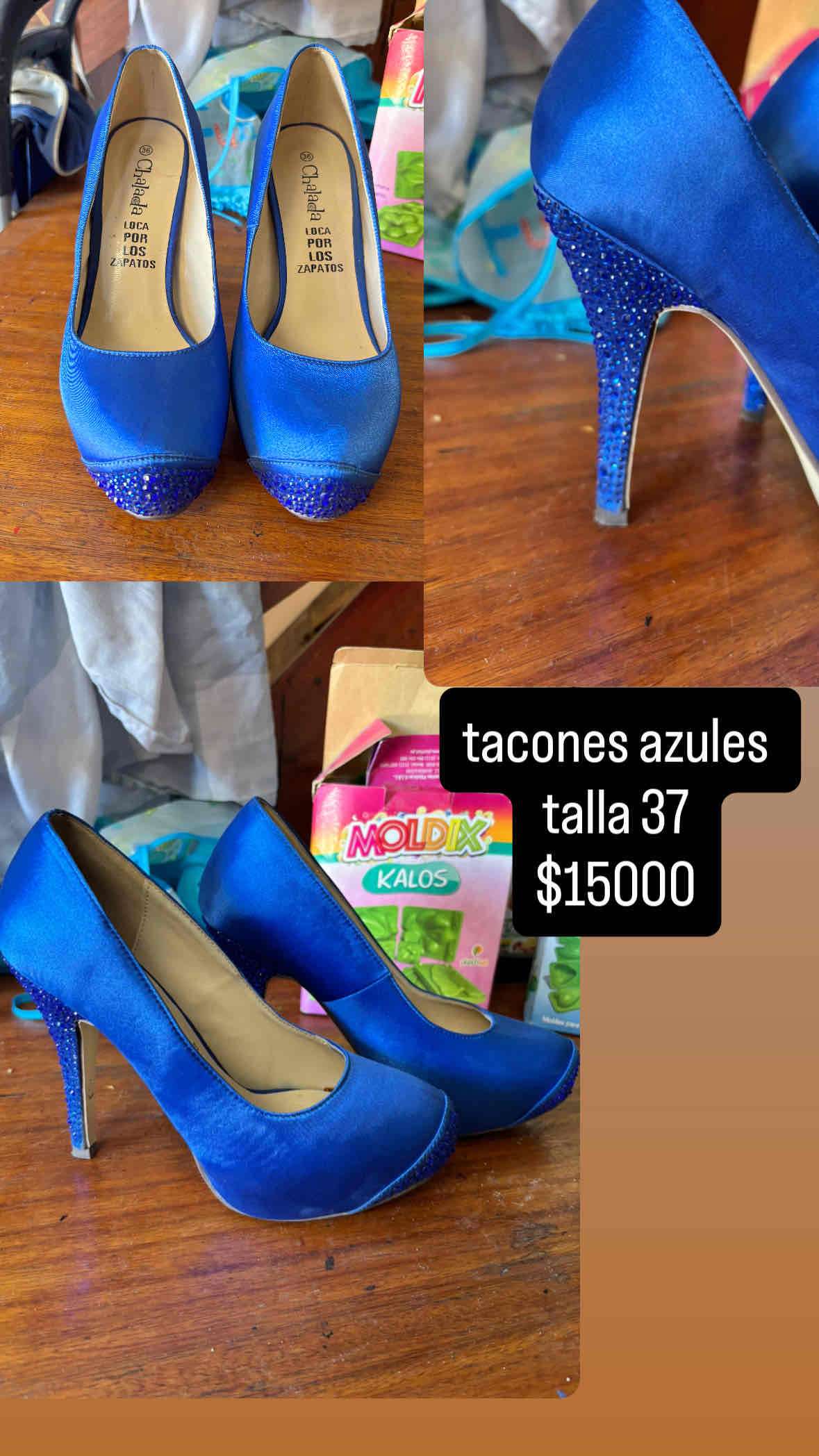 Tacones azules con brillo - miniatura 4