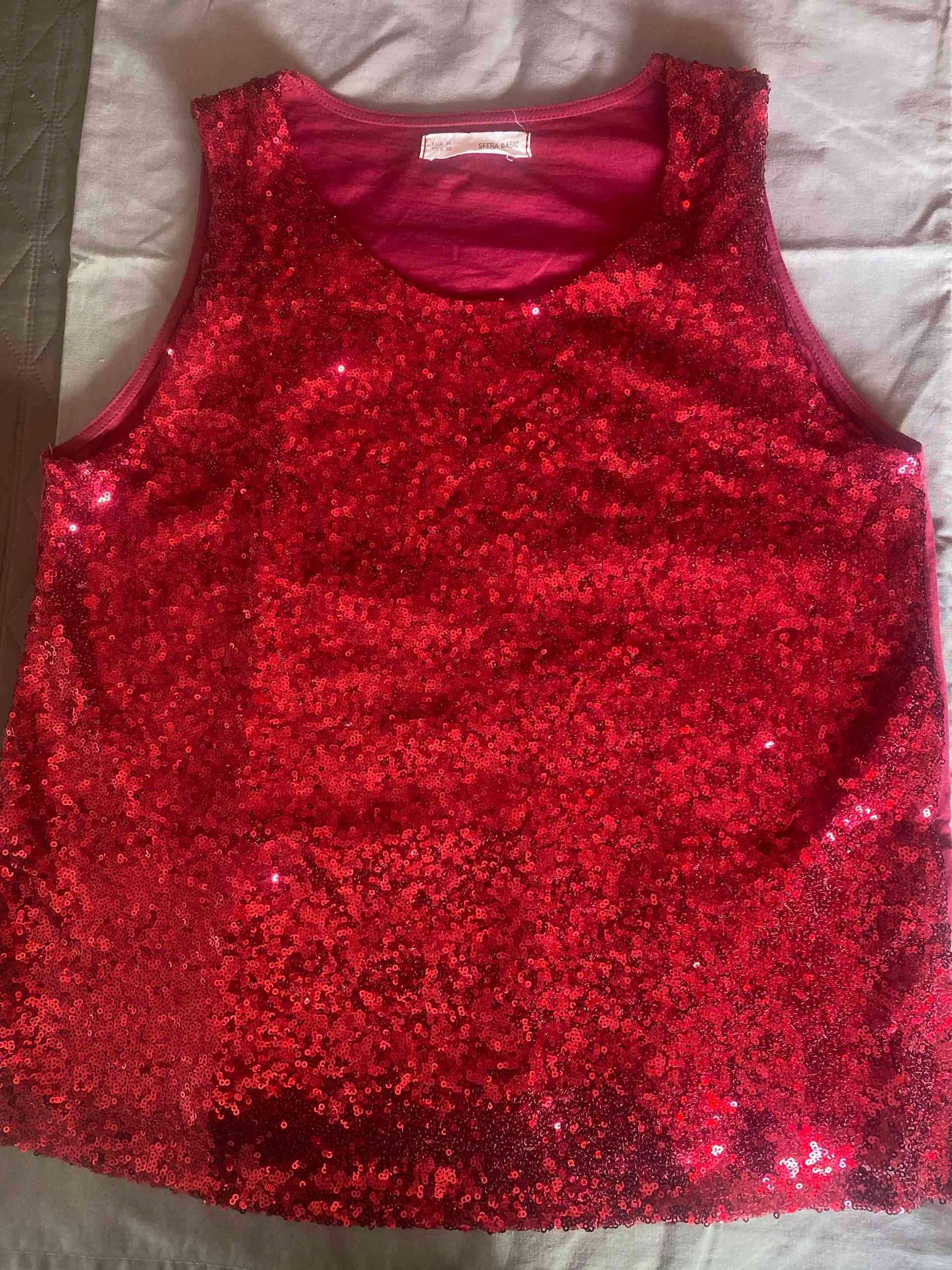 Polera sin mangas lentejuelas T-M