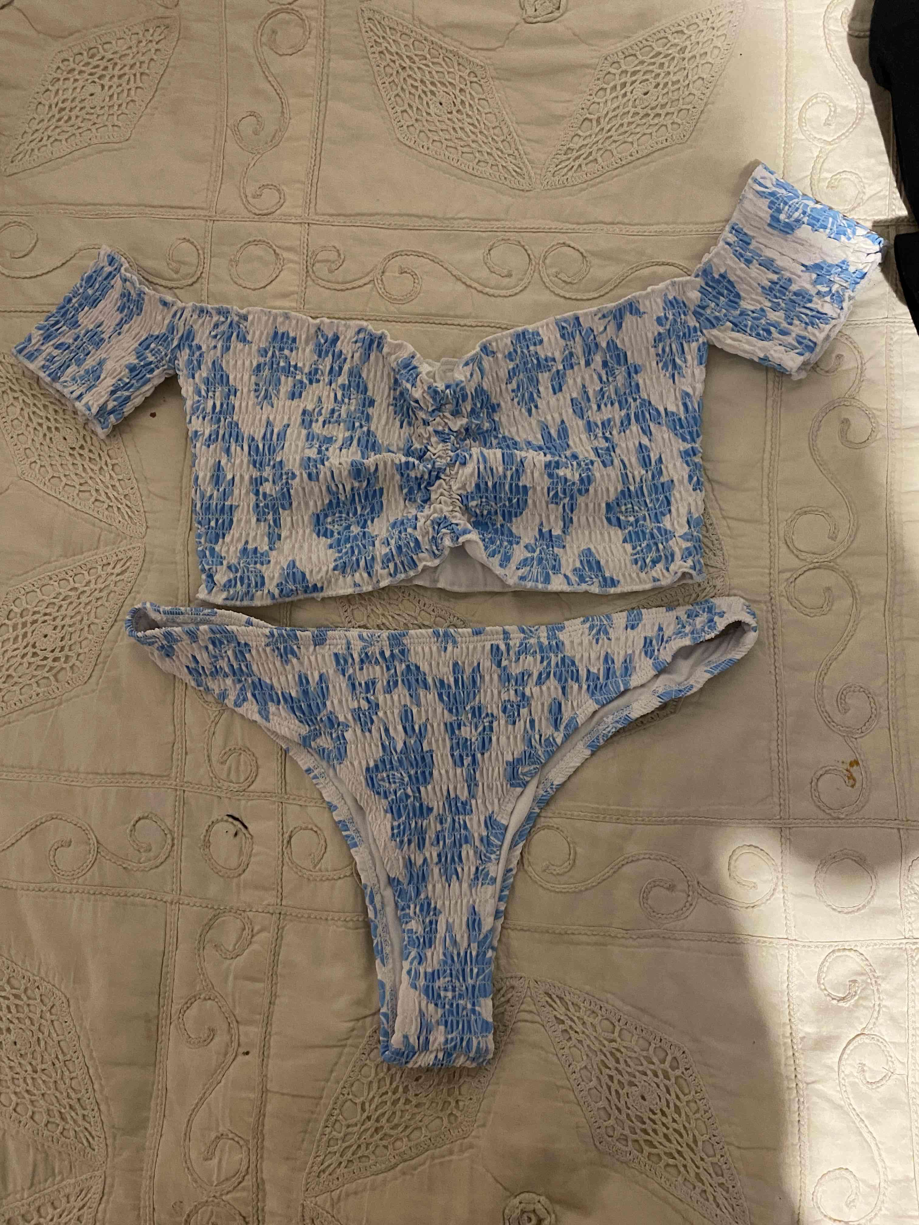 Bikini estampado azul y blanco