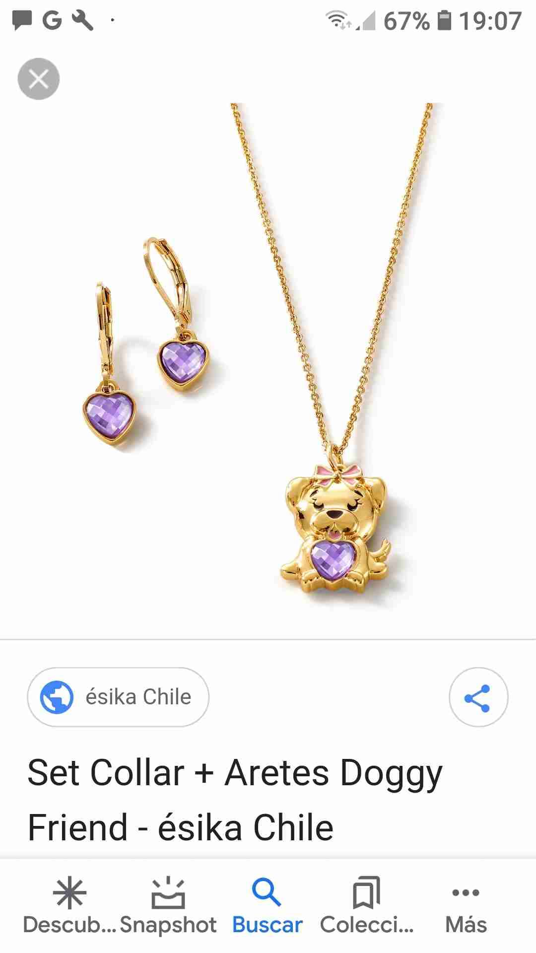 Set collar y aros dije perrito modelo doggy friend - miniatura 3