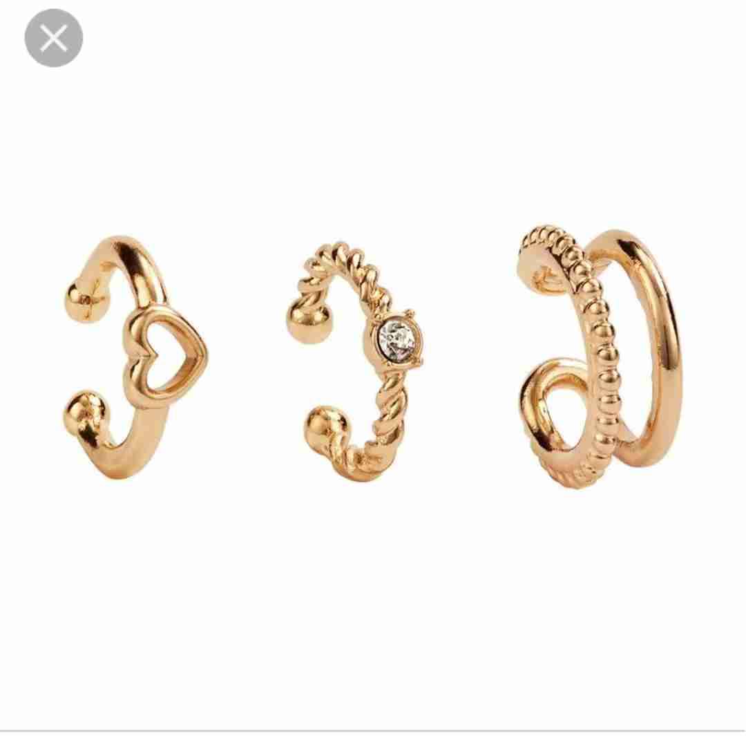 Set de aros dorados Earcuff sin perforación - miniatura 2