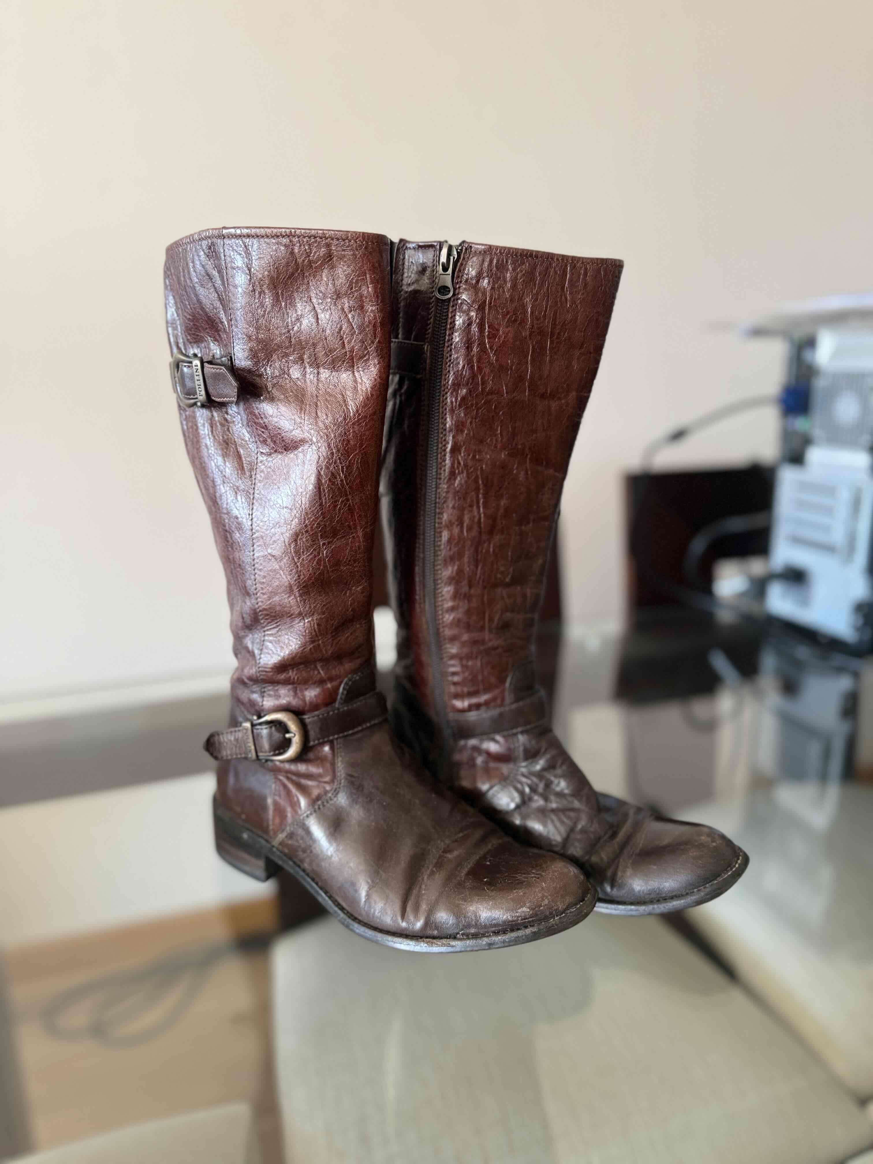 Botas de cuero marrón Pollini - miniatura 2