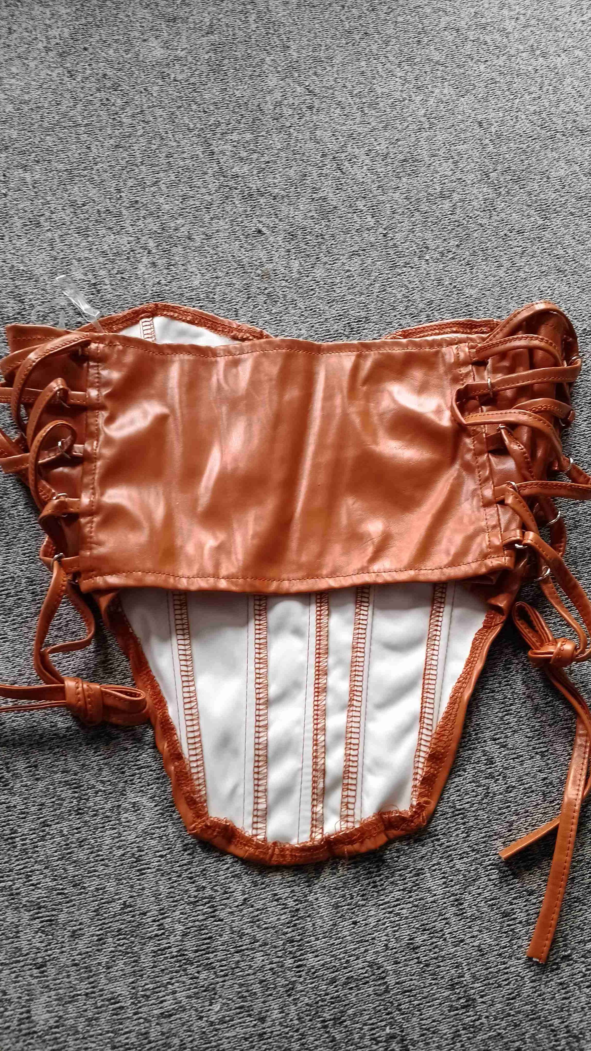 Corset marrón de cuero sintético - miniatura 3