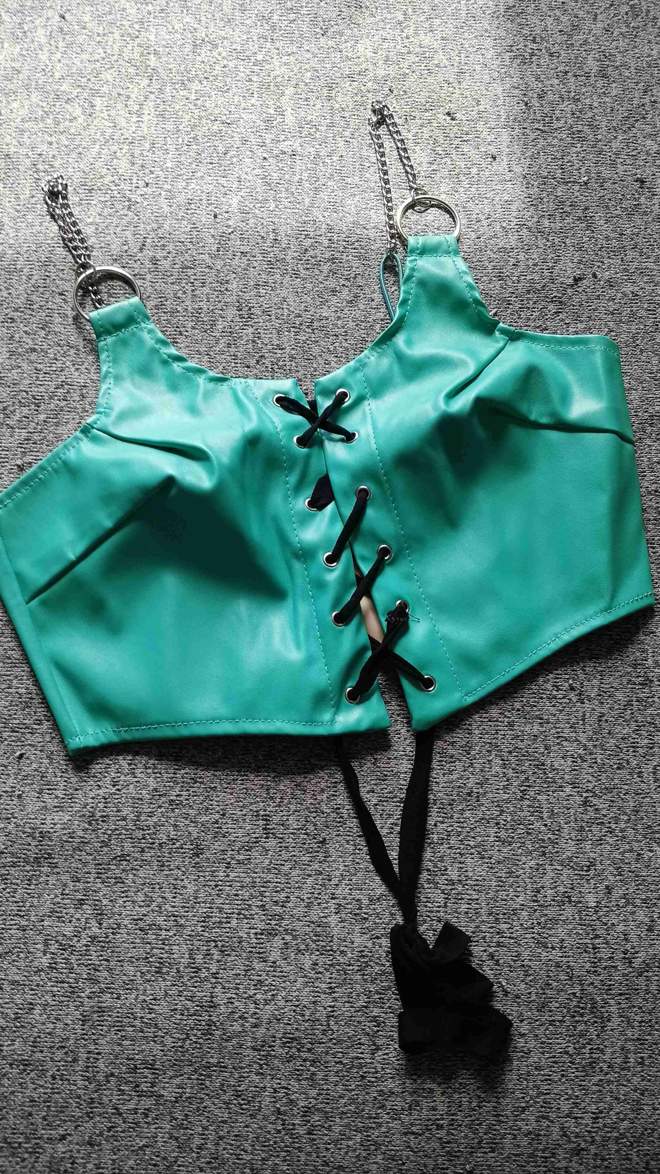 Top corsé color turquesa