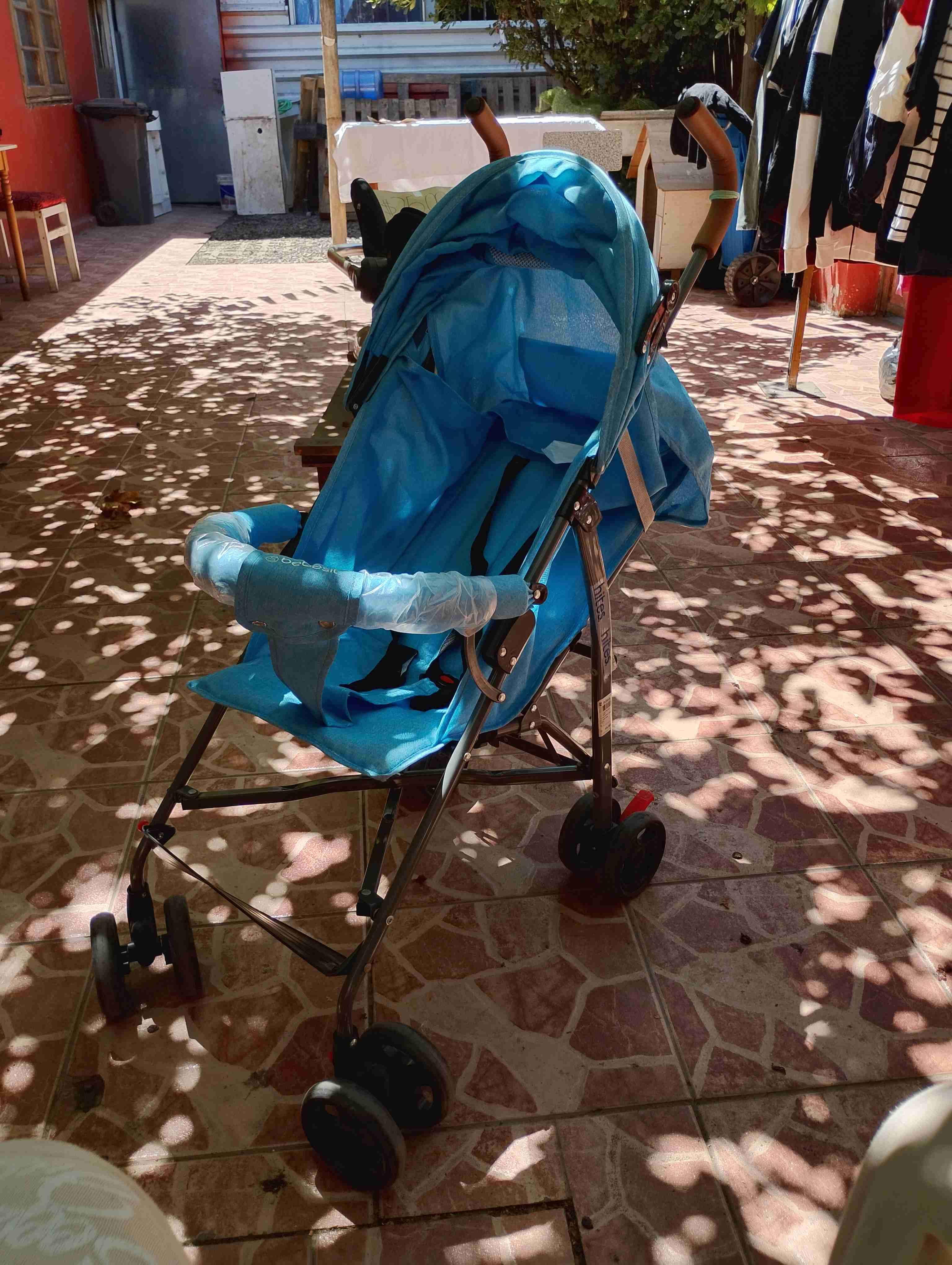 Coche de paseo azul para bebé - miniatura 4