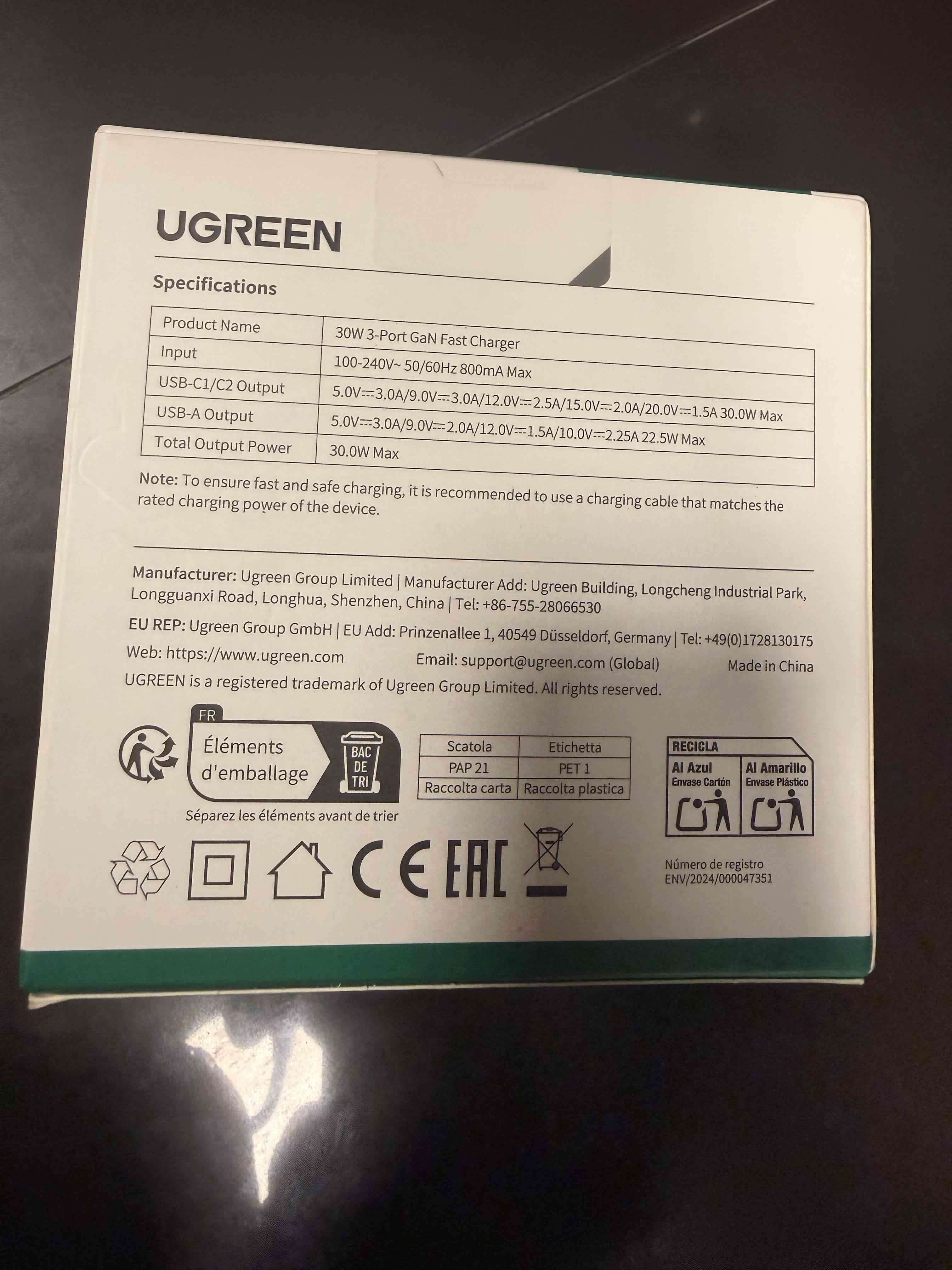 Cargador rápido UGREEN 30W - miniatura 2