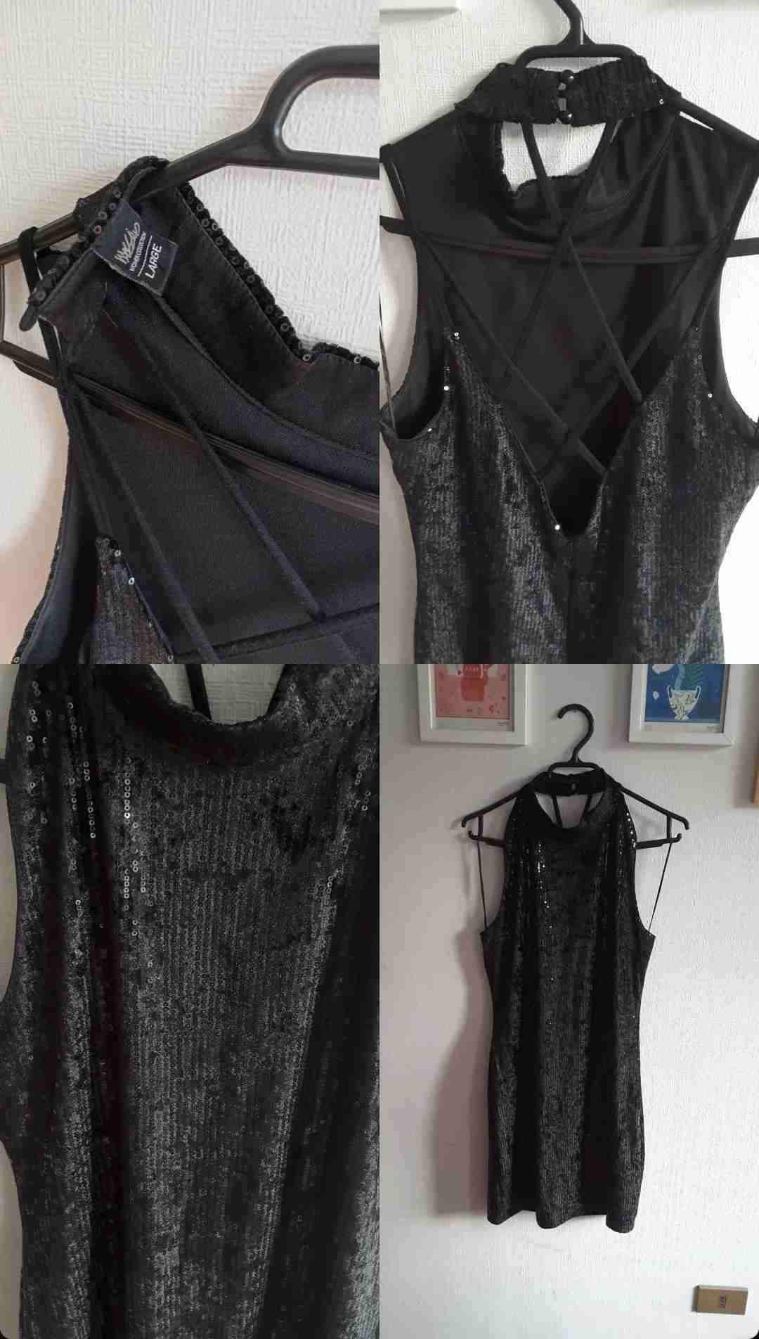 Vestido de fiesta negro con lentejuelas - miniatura 2