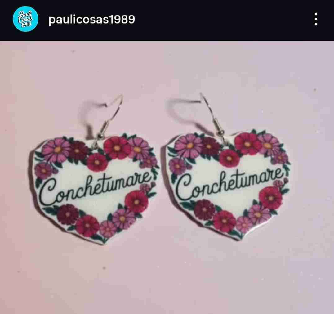 Aros corazón con flores