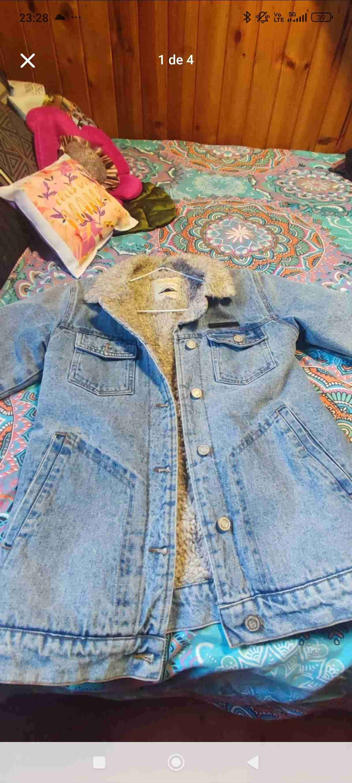 Chaqueta mezclilla con lana mujer - miniatura 2