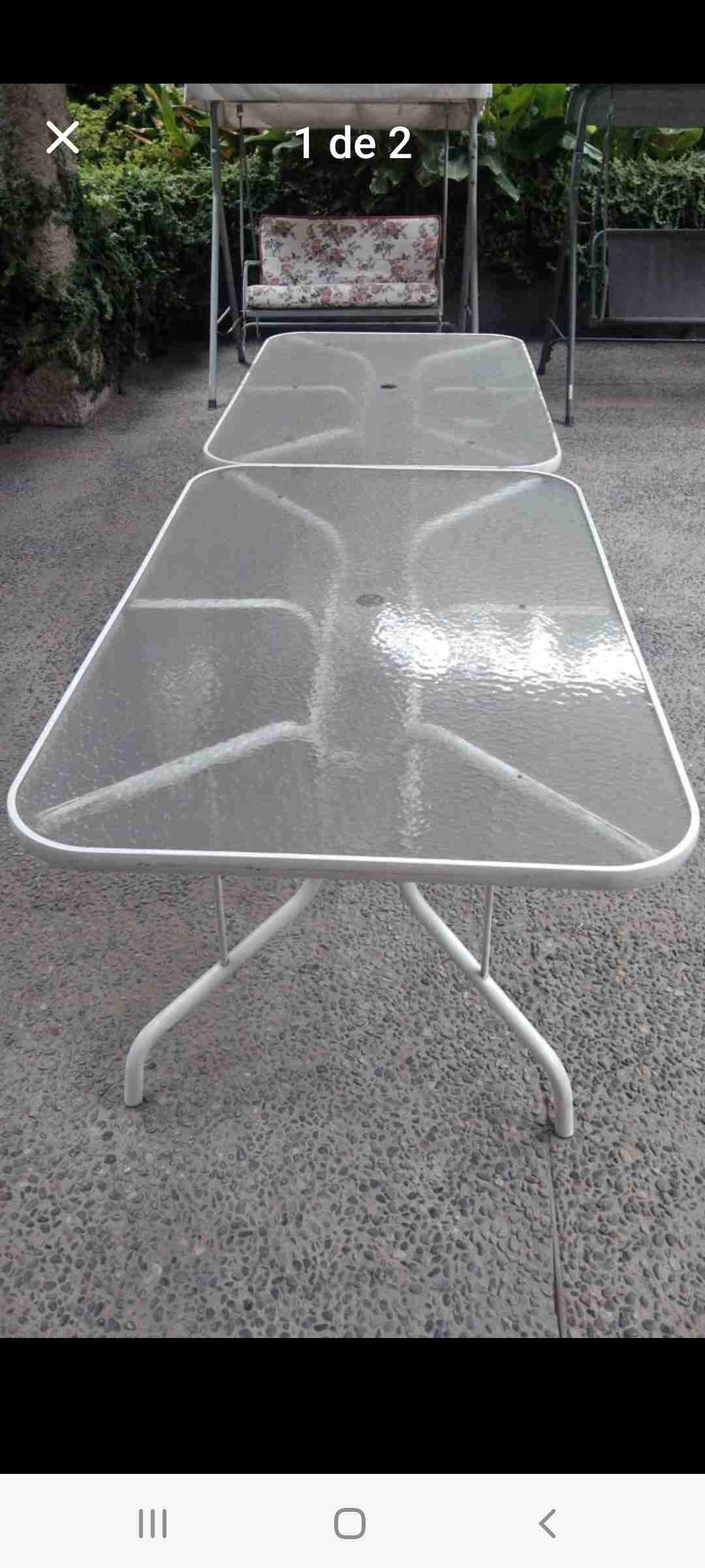 Mesa de terraza rectangular de vidrio