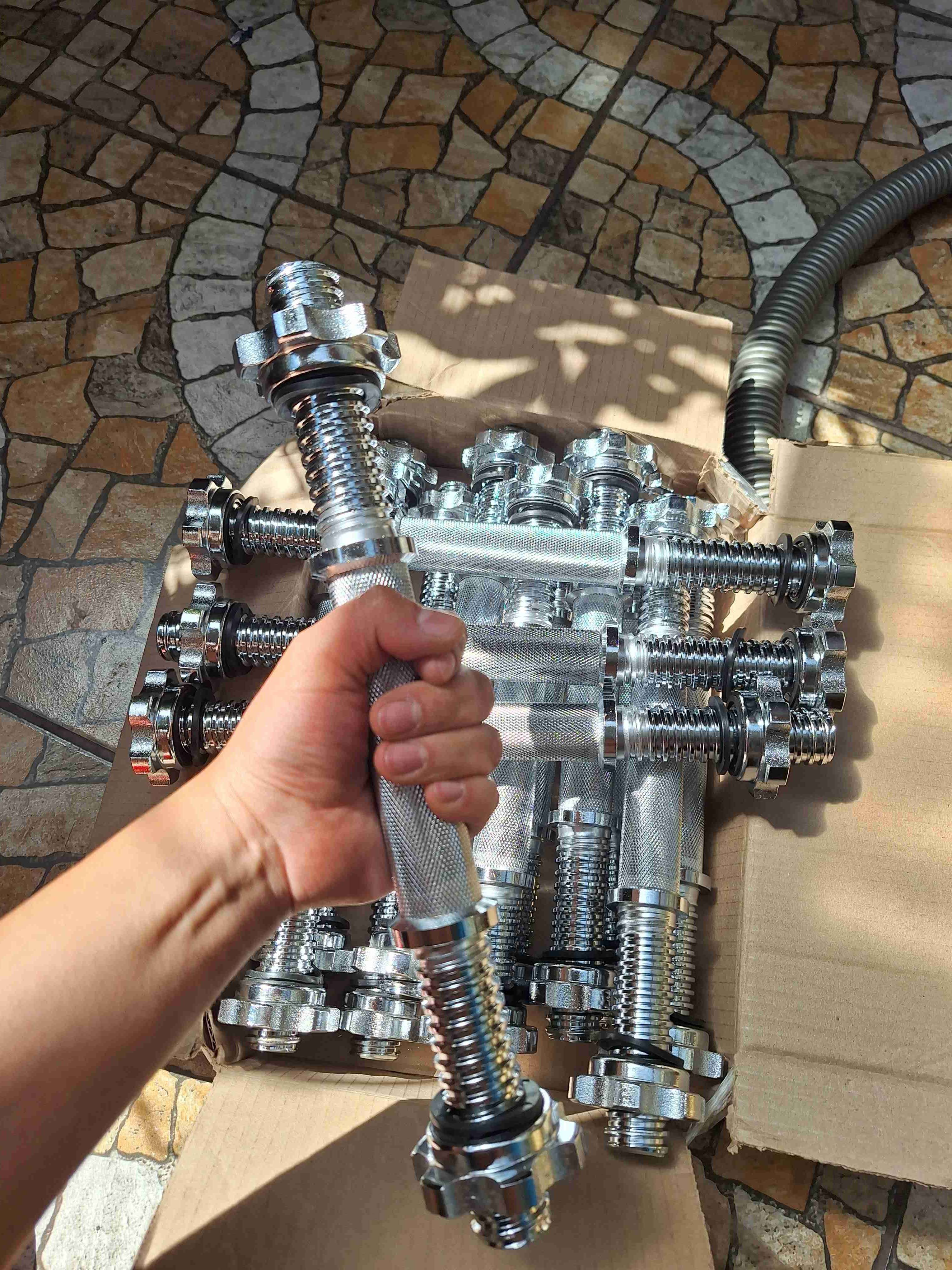 Barra para pesas cromada ajustable 2x15mil - miniatura 2