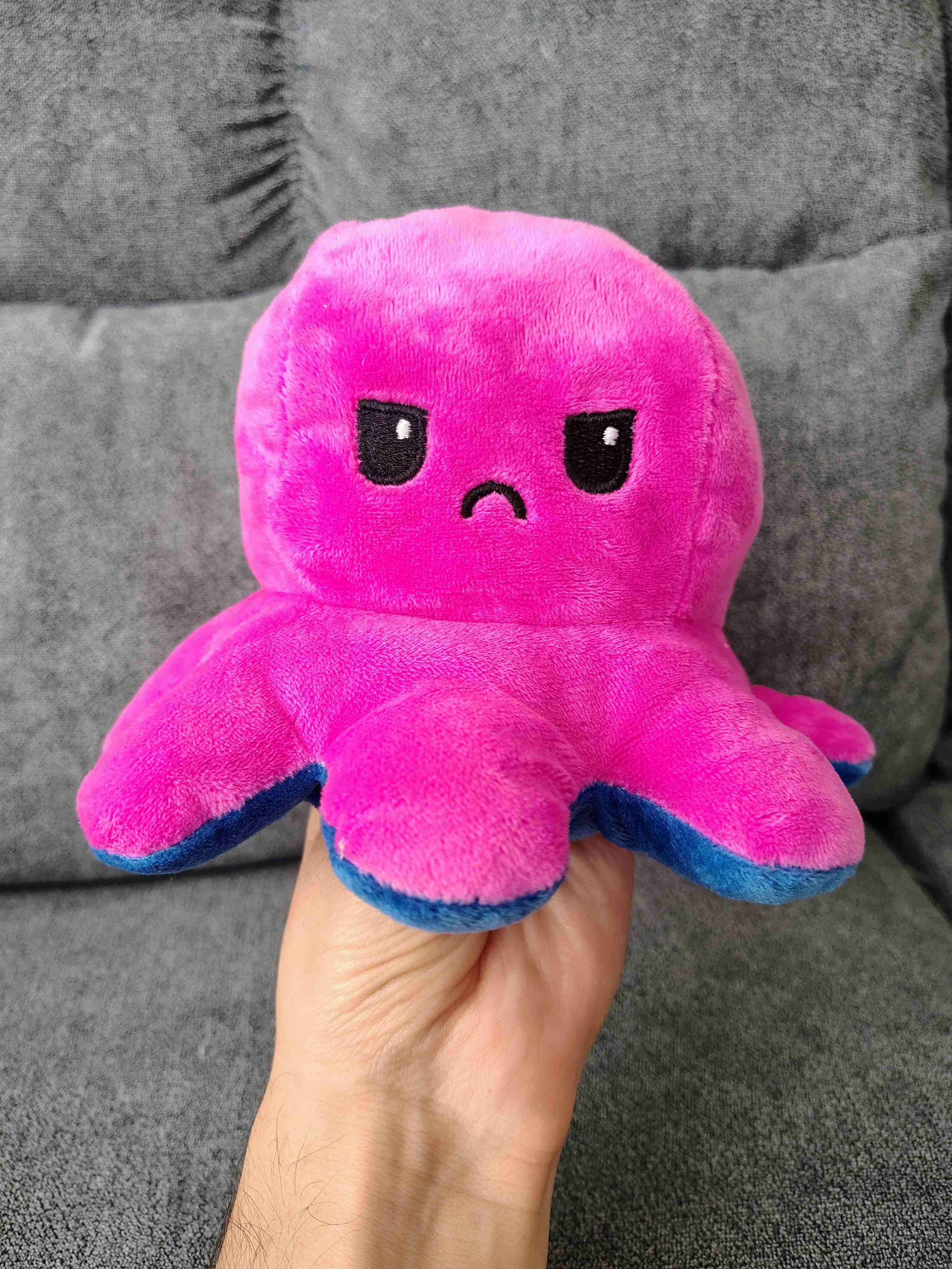 🐙 Peluche Pulpo Reversible – Feliz y Enojado