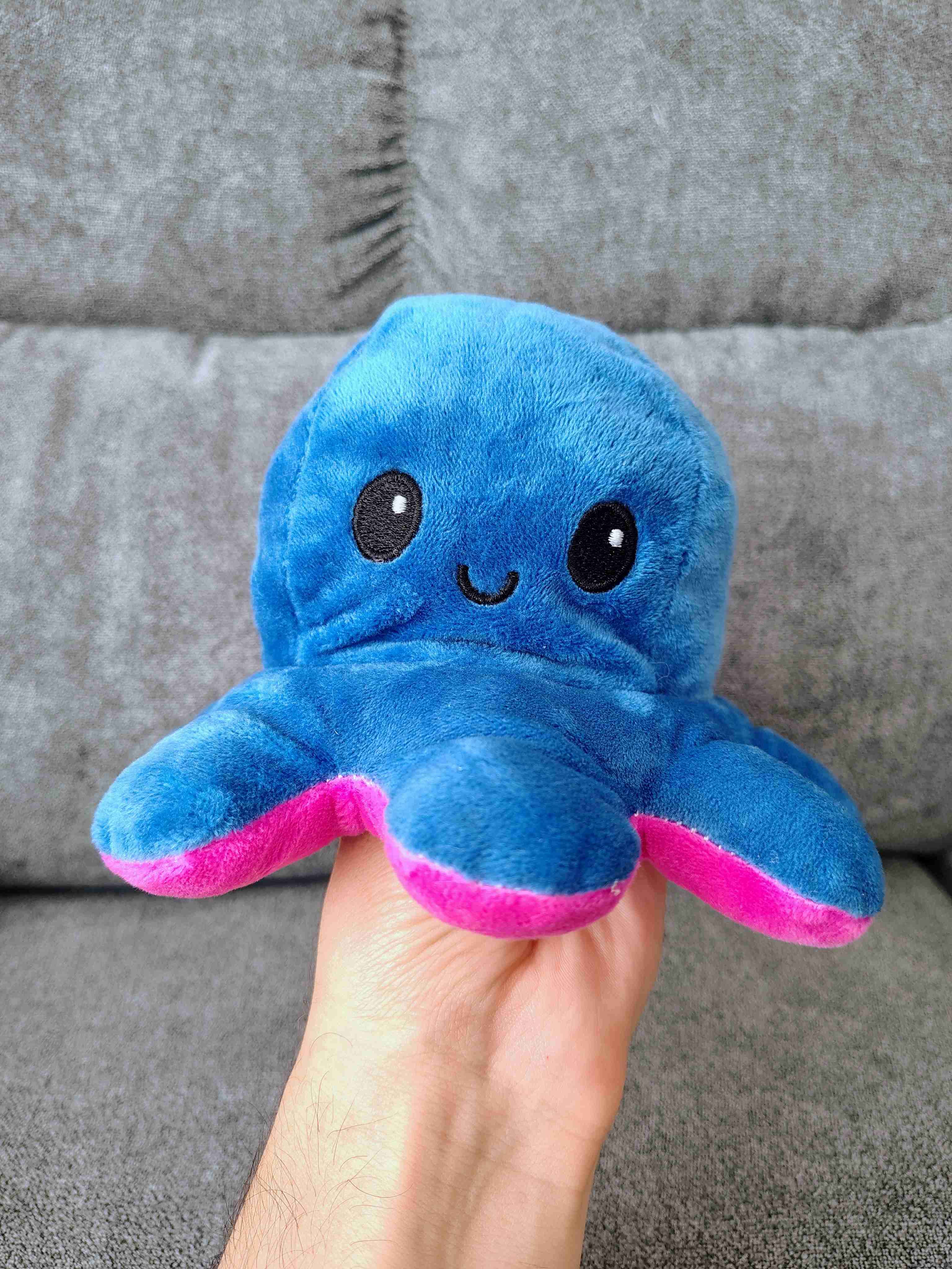 🐙 Peluche Pulpo Reversible – Feliz y Enojado - miniatura 2