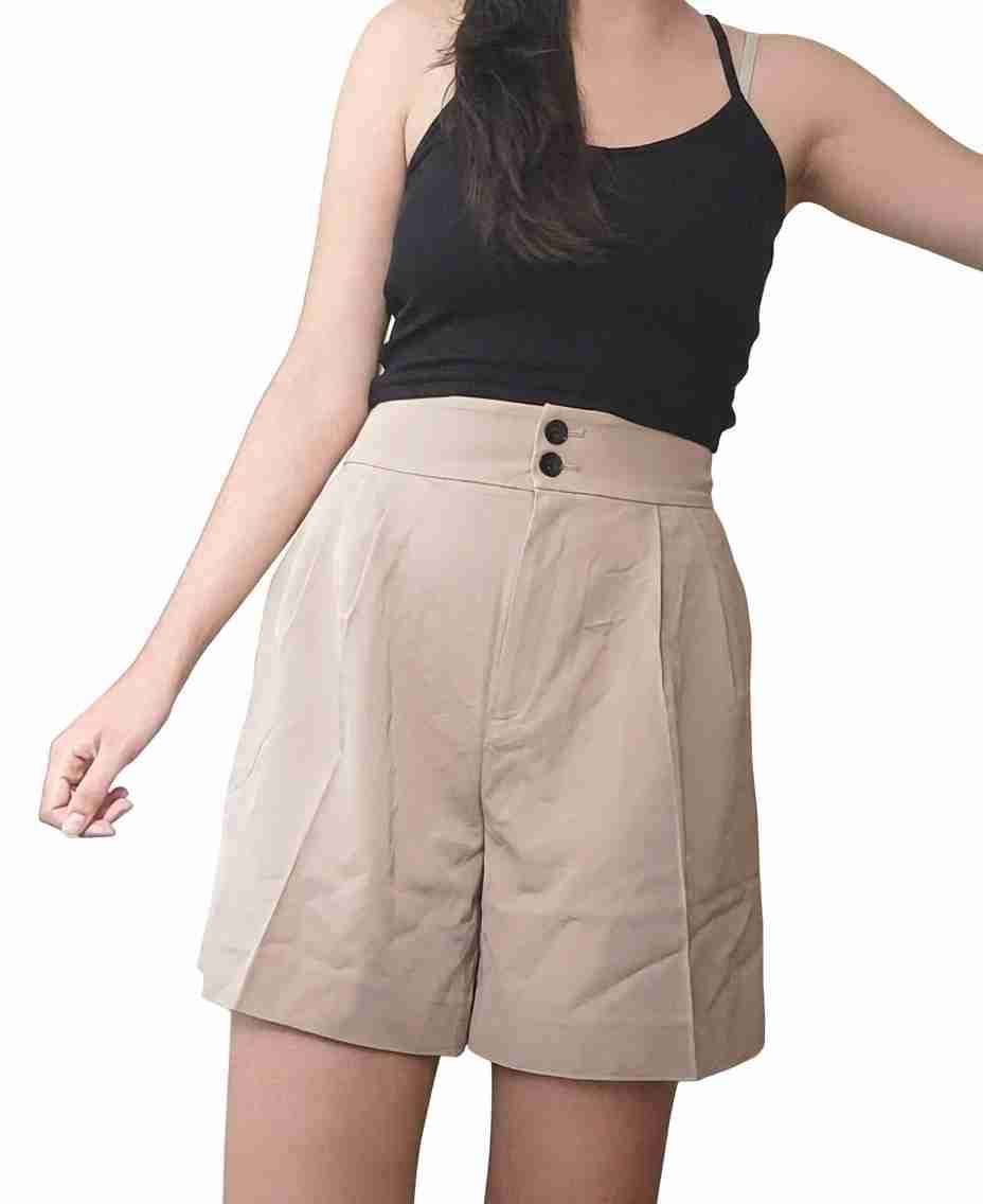 Shorts beige con botones - miniatura 3