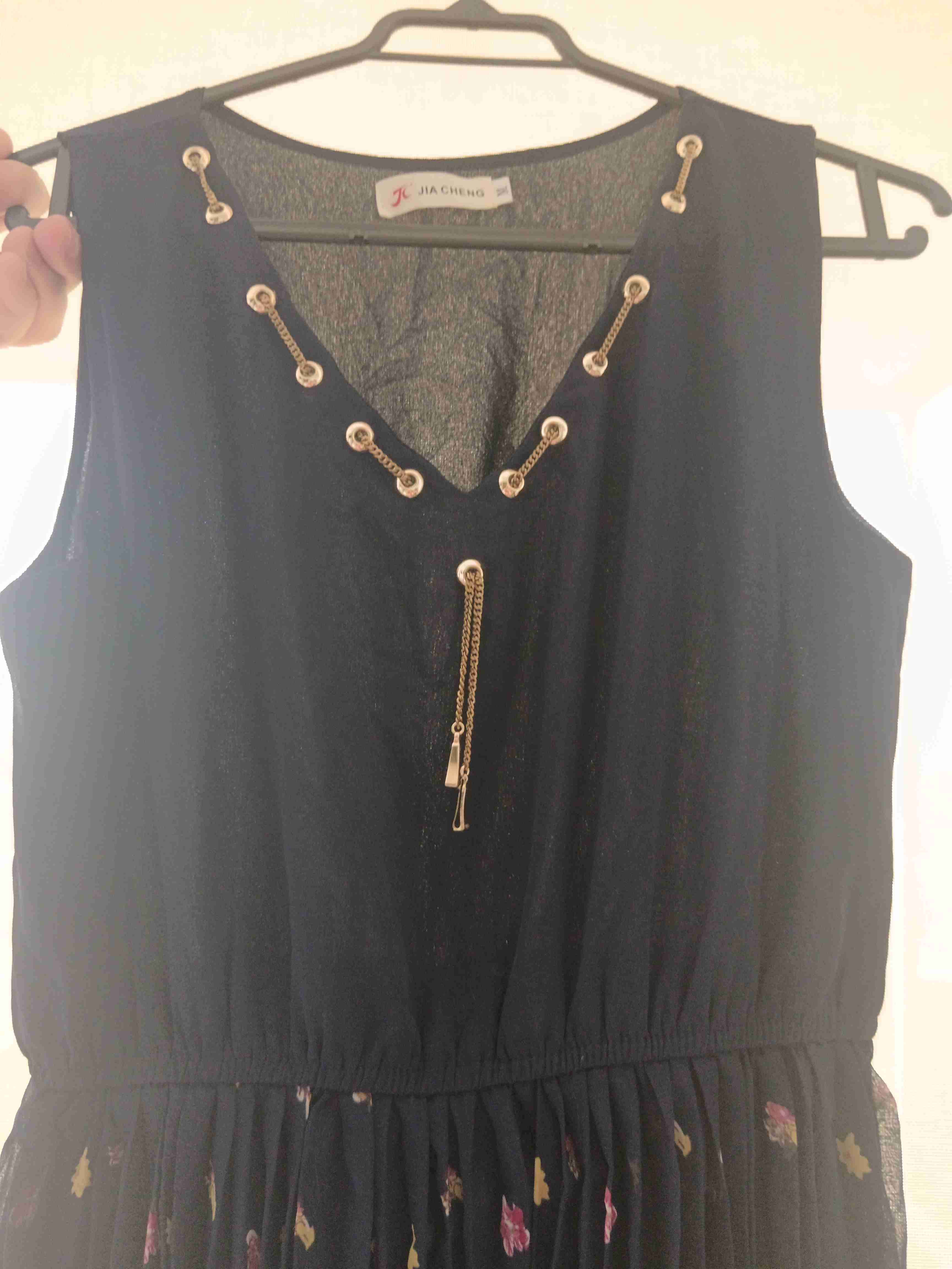 Vestido largo negro con estampado - miniatura 2