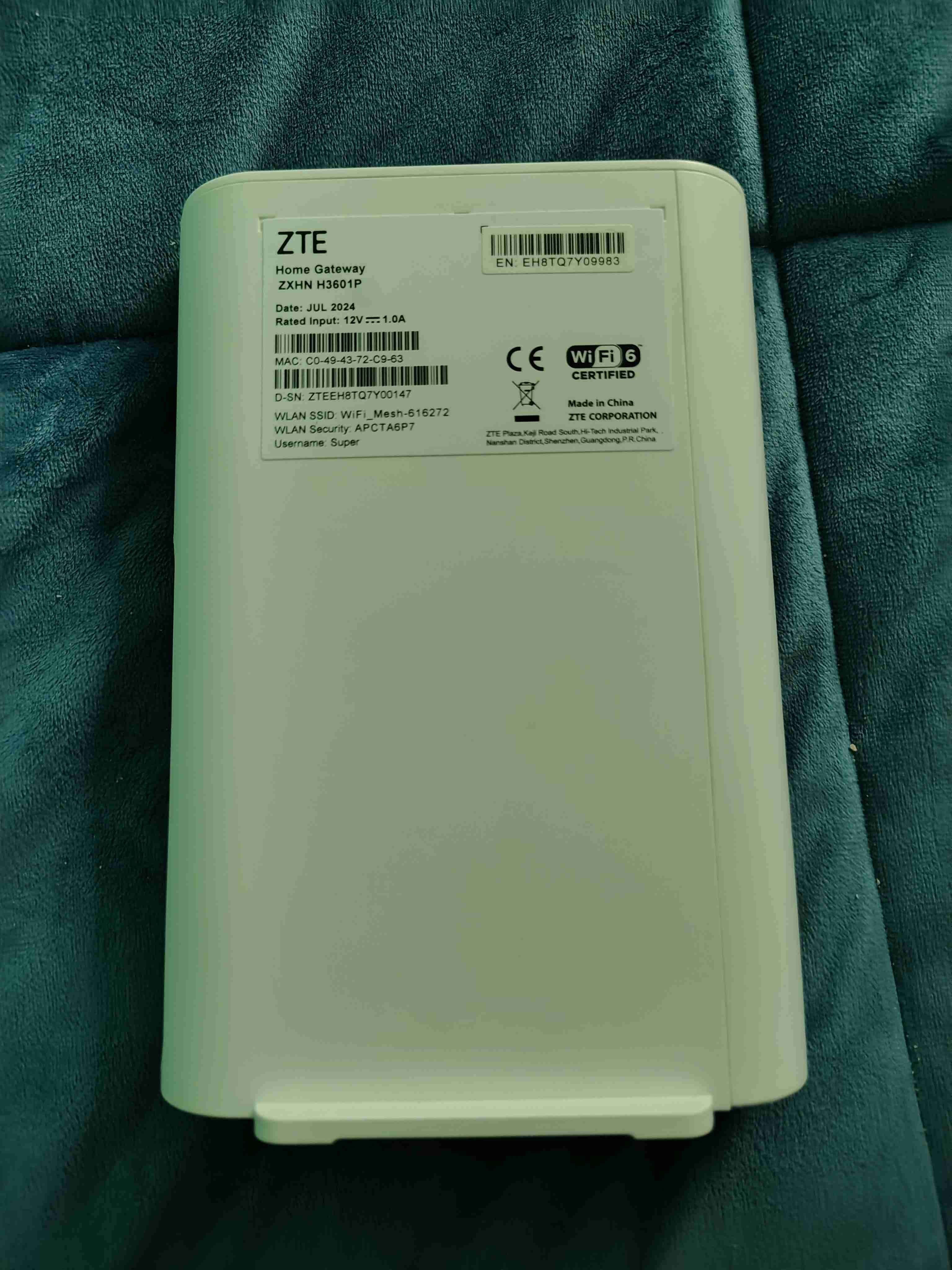 Router ZTE Home Gateway ZXHN H3601P