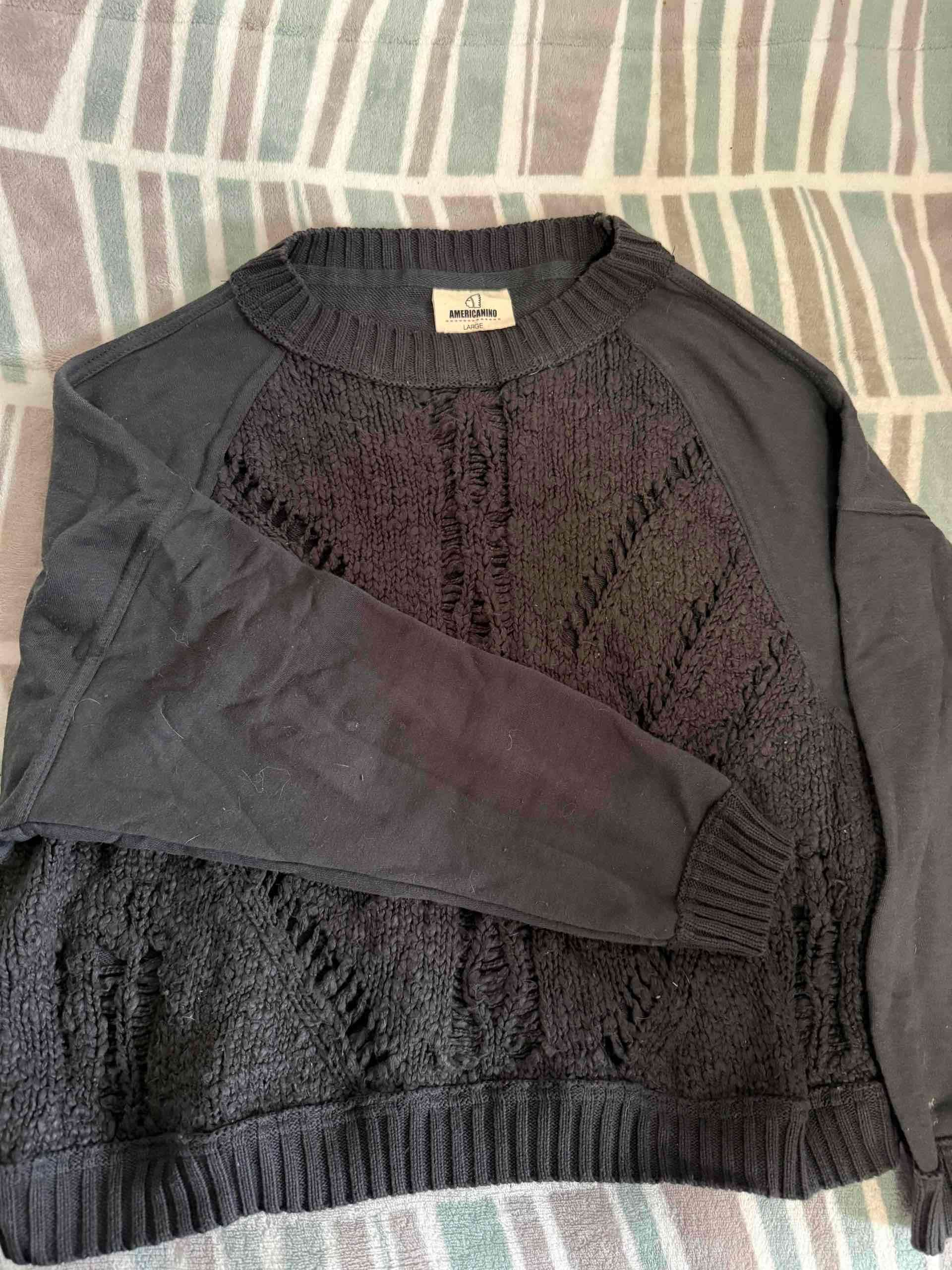 Poleron negro tejido Americanino