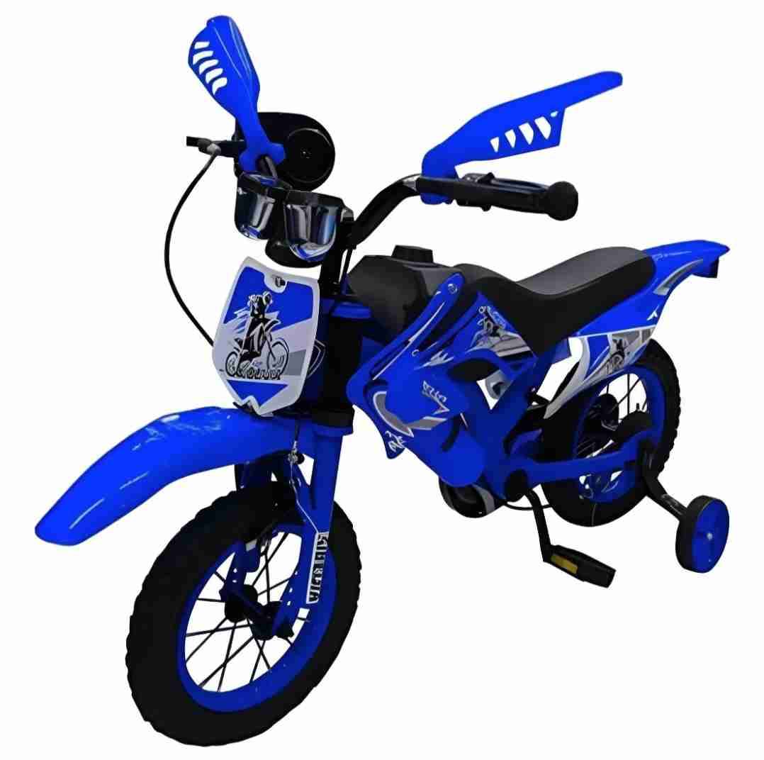 Motocicleta infantil azul con rueditas