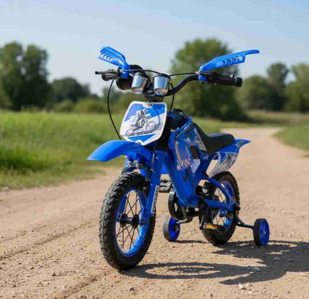 Motocicleta infantil azul con rueditas - miniatura 3