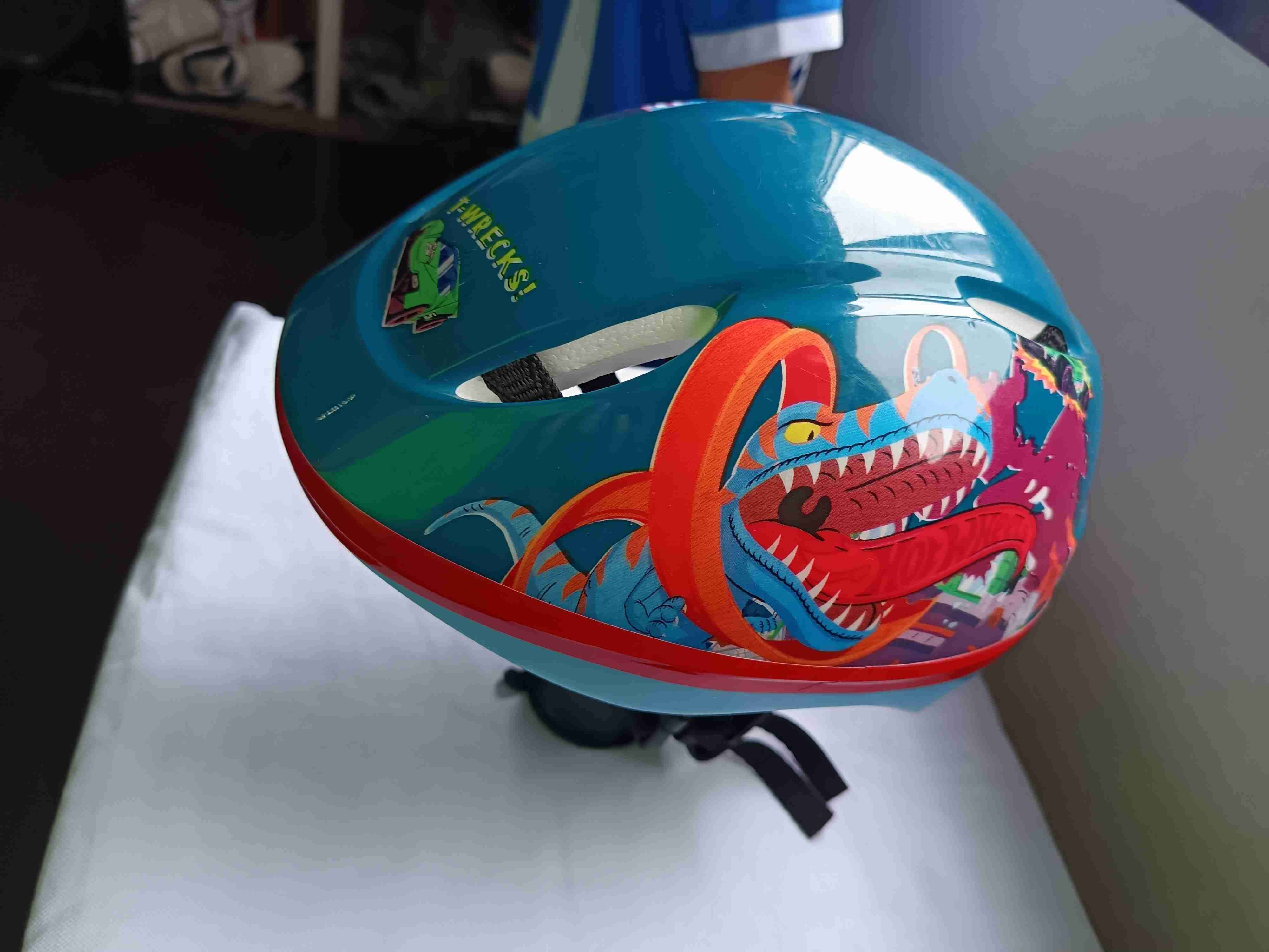 Casco infantil azul con dinosaurio - miniatura 2