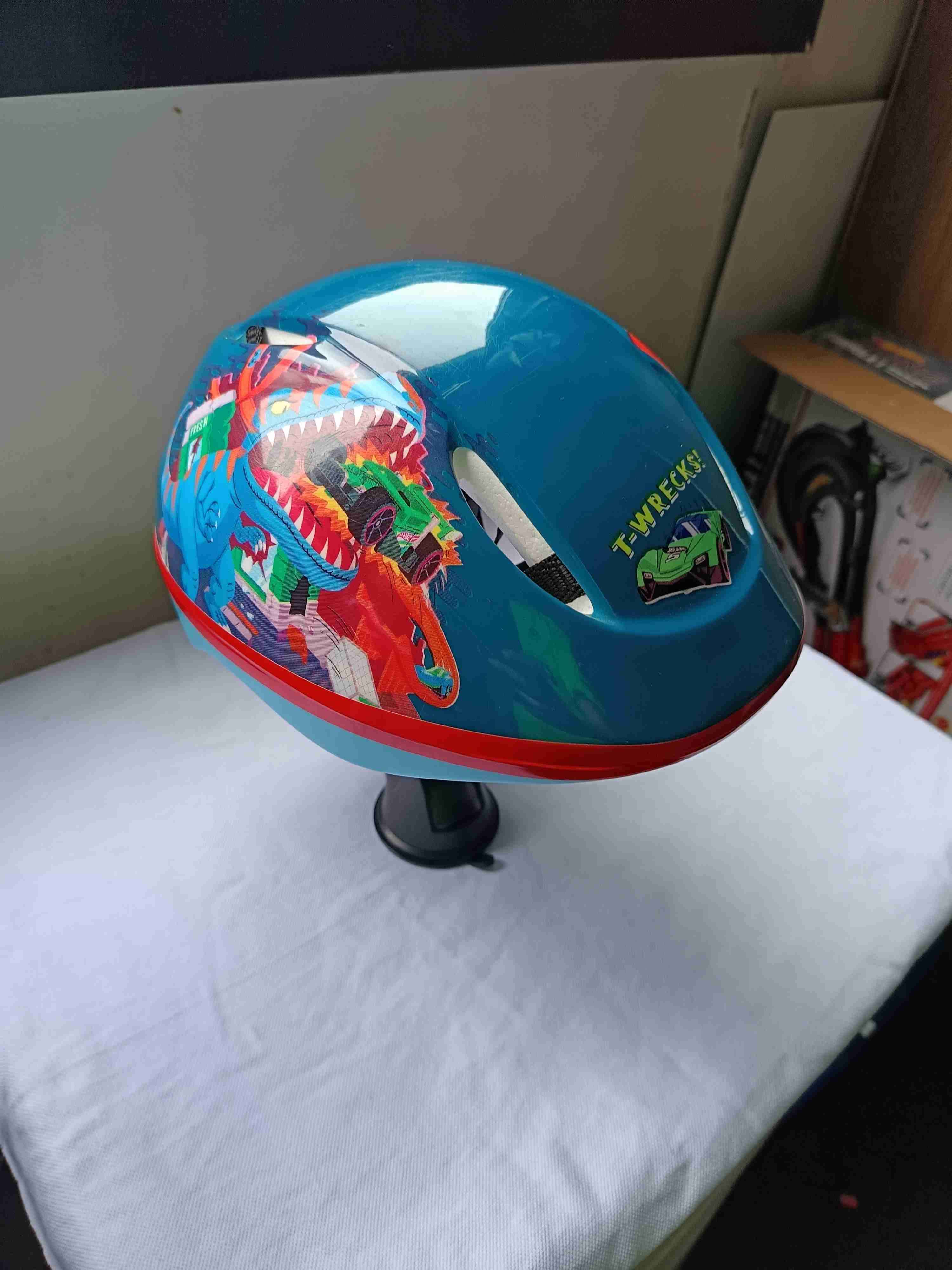 Casco infantil azul con dinosaurio - miniatura 3