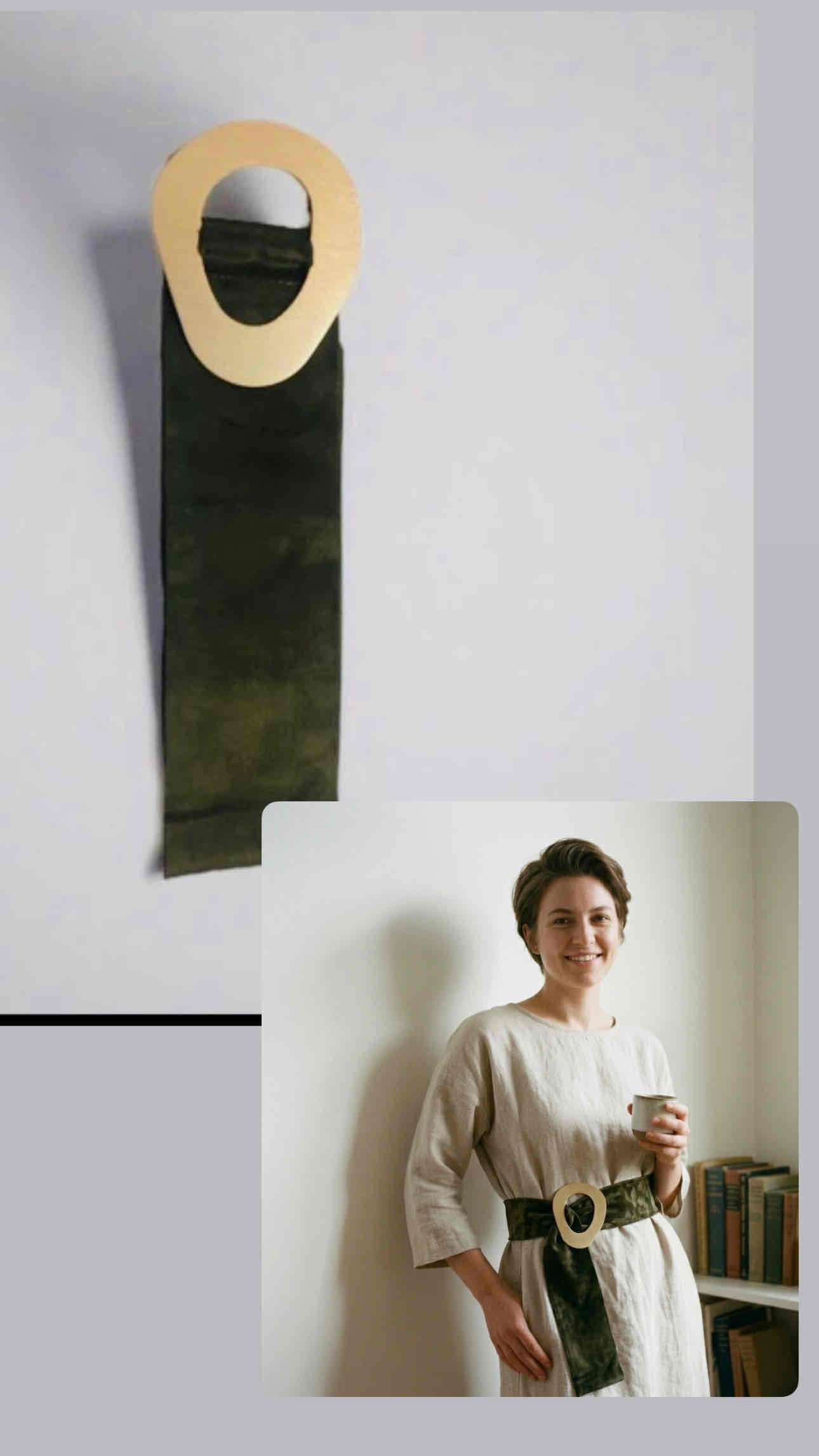 Cinturón tela  hebilla  metal dorado - miniatura 3