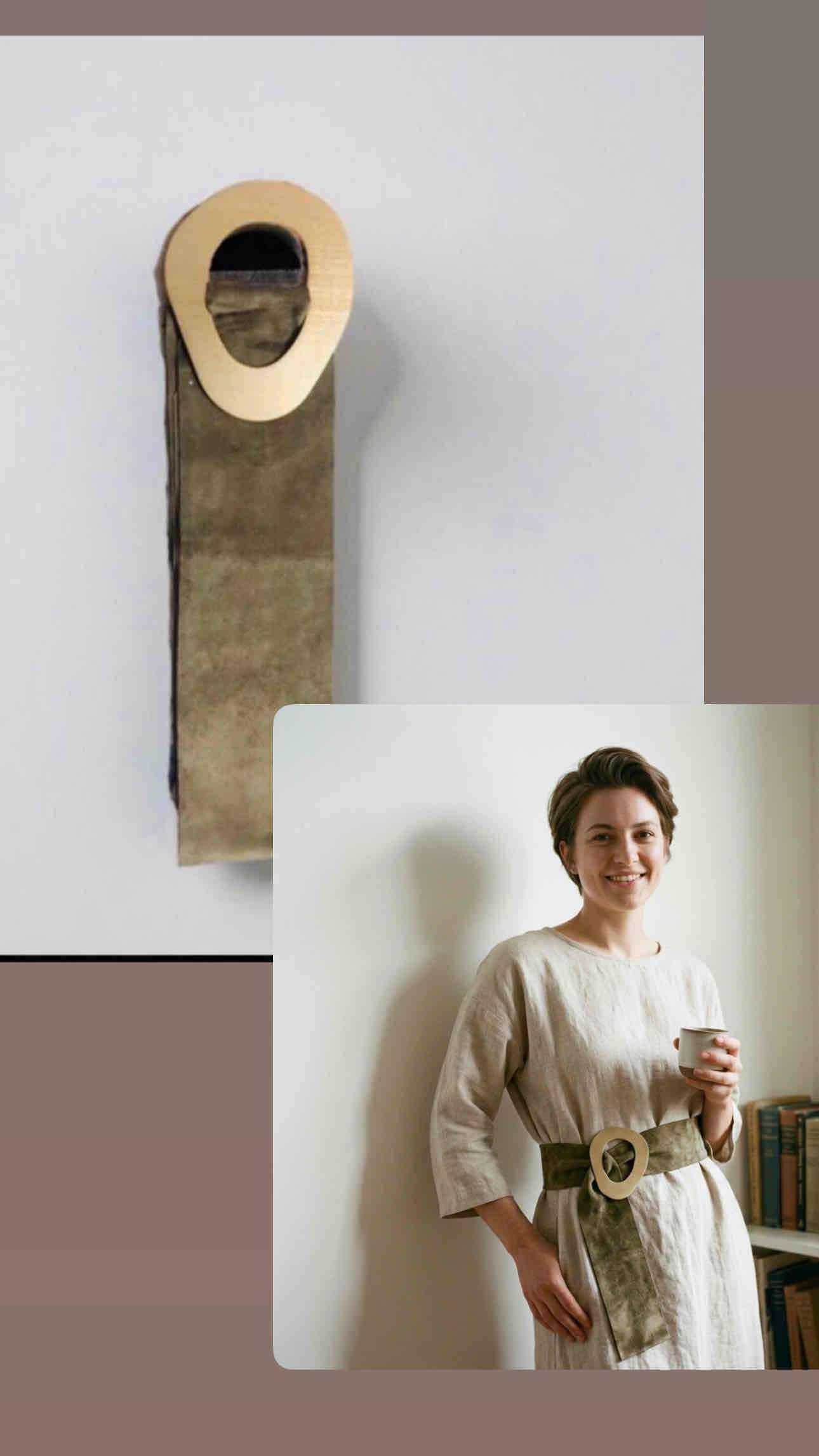 Cinturón tela  hebilla  metal dorado - miniatura 4