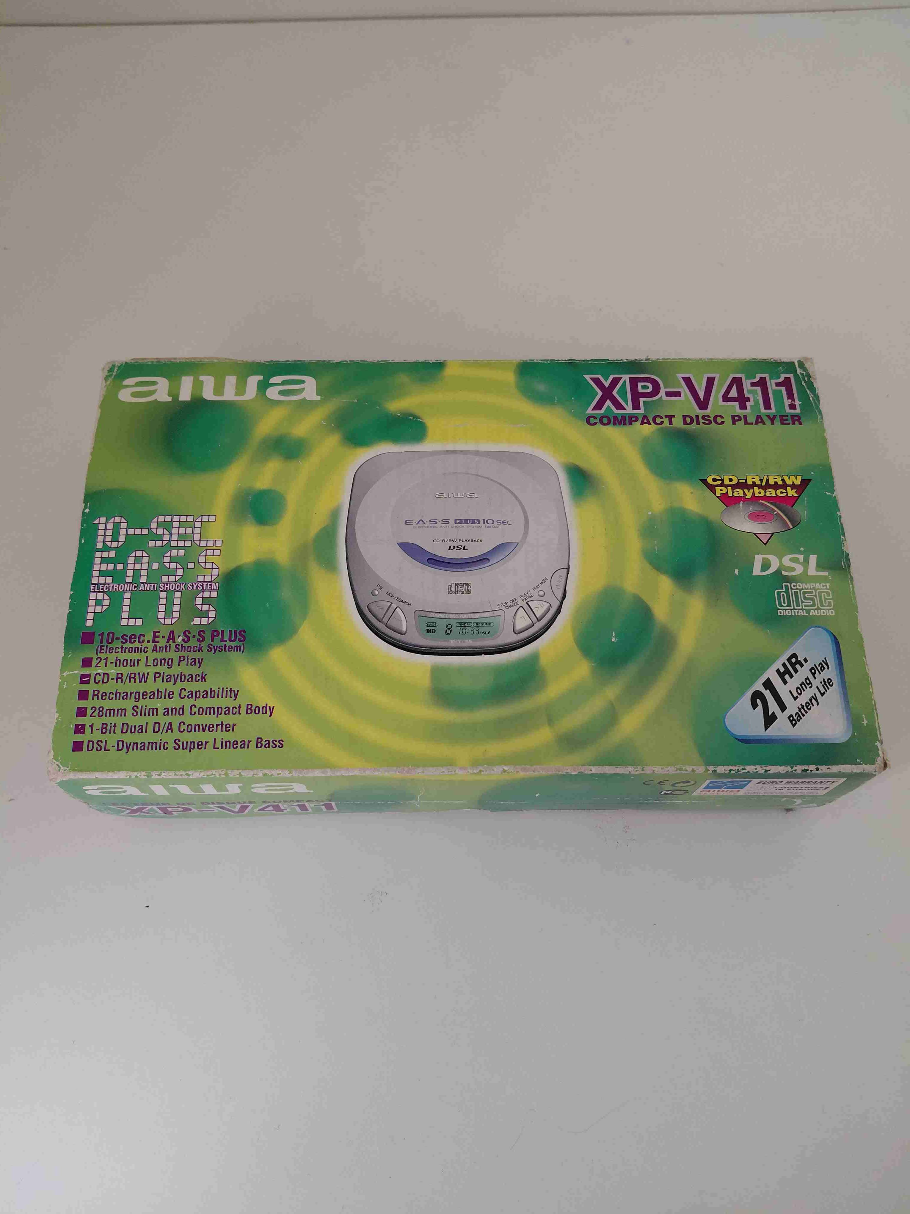 Discman Aiwa XP-V411 con caja y adaptador original