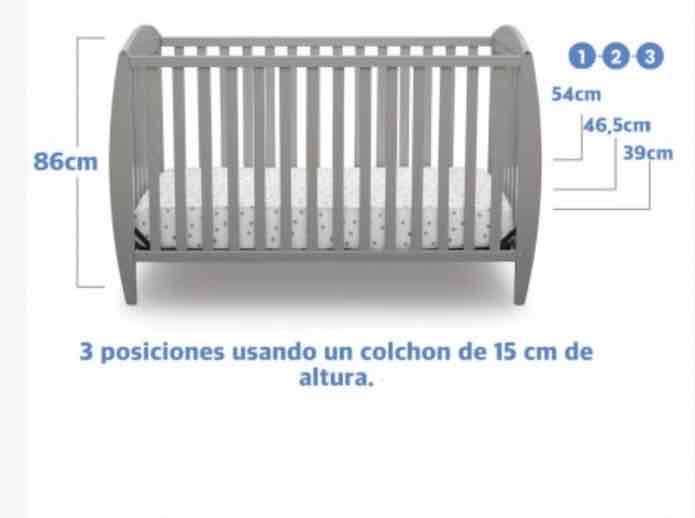 Cuna de madera 4 en 1 gris - miniatura 2