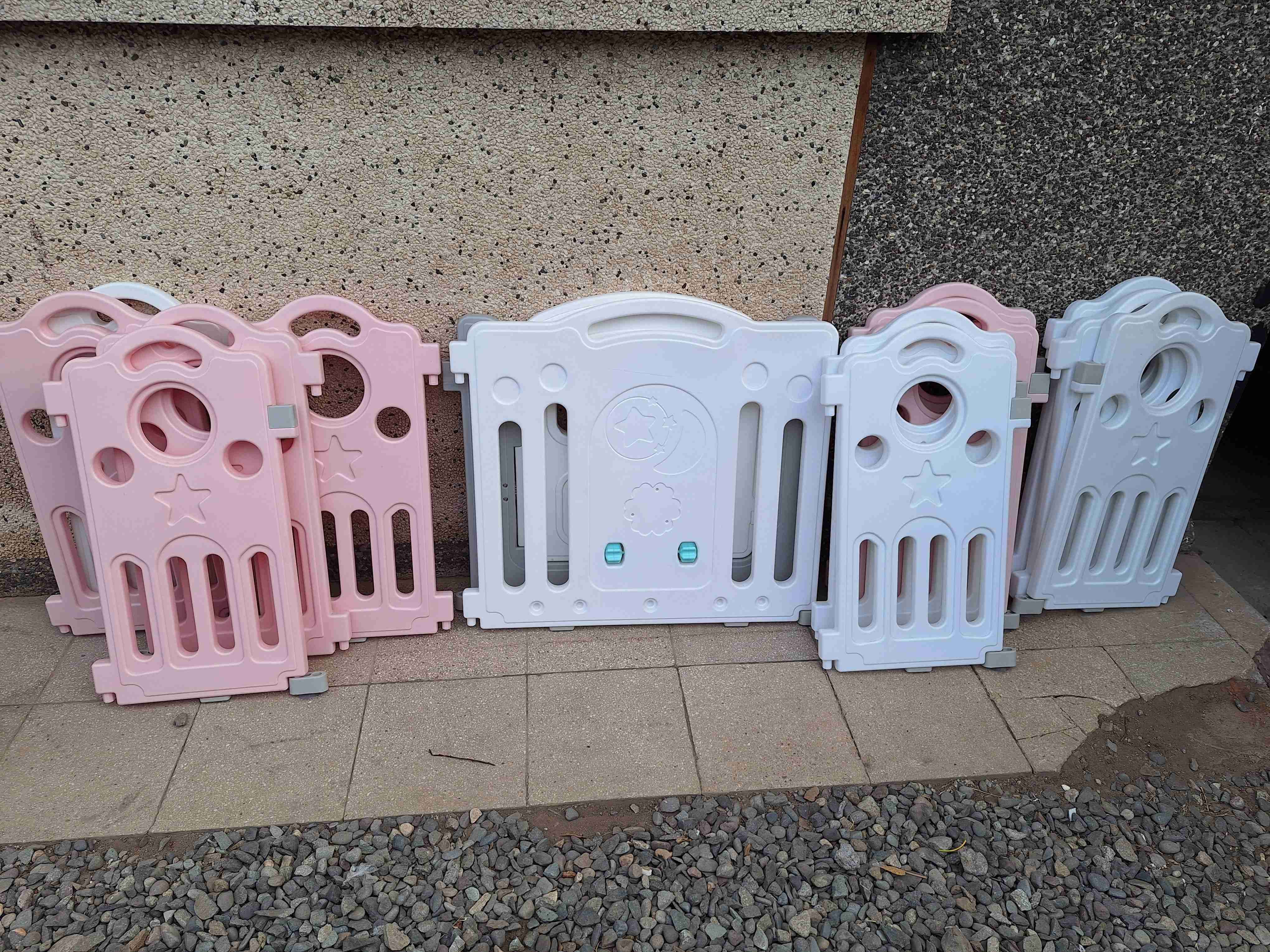 Corral infantil blanco con rosado - 2