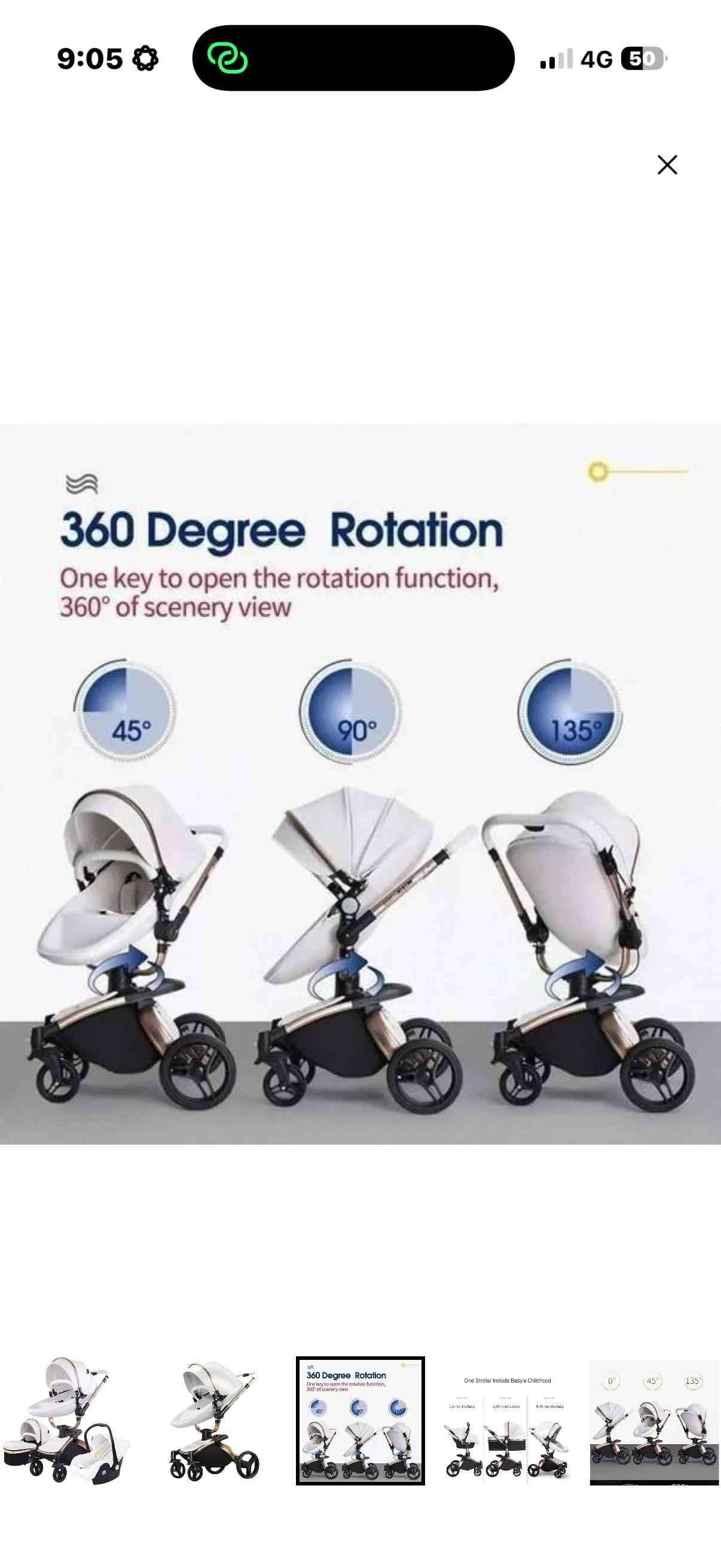 Coche de bebé 3 en 1 elegante - miniatura 6