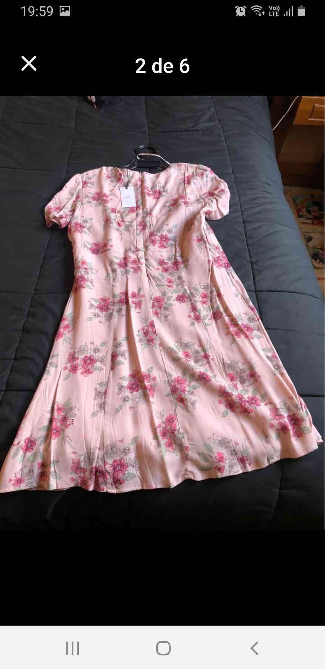 Vestido floral rosa nuevo talla M - miniatura 2