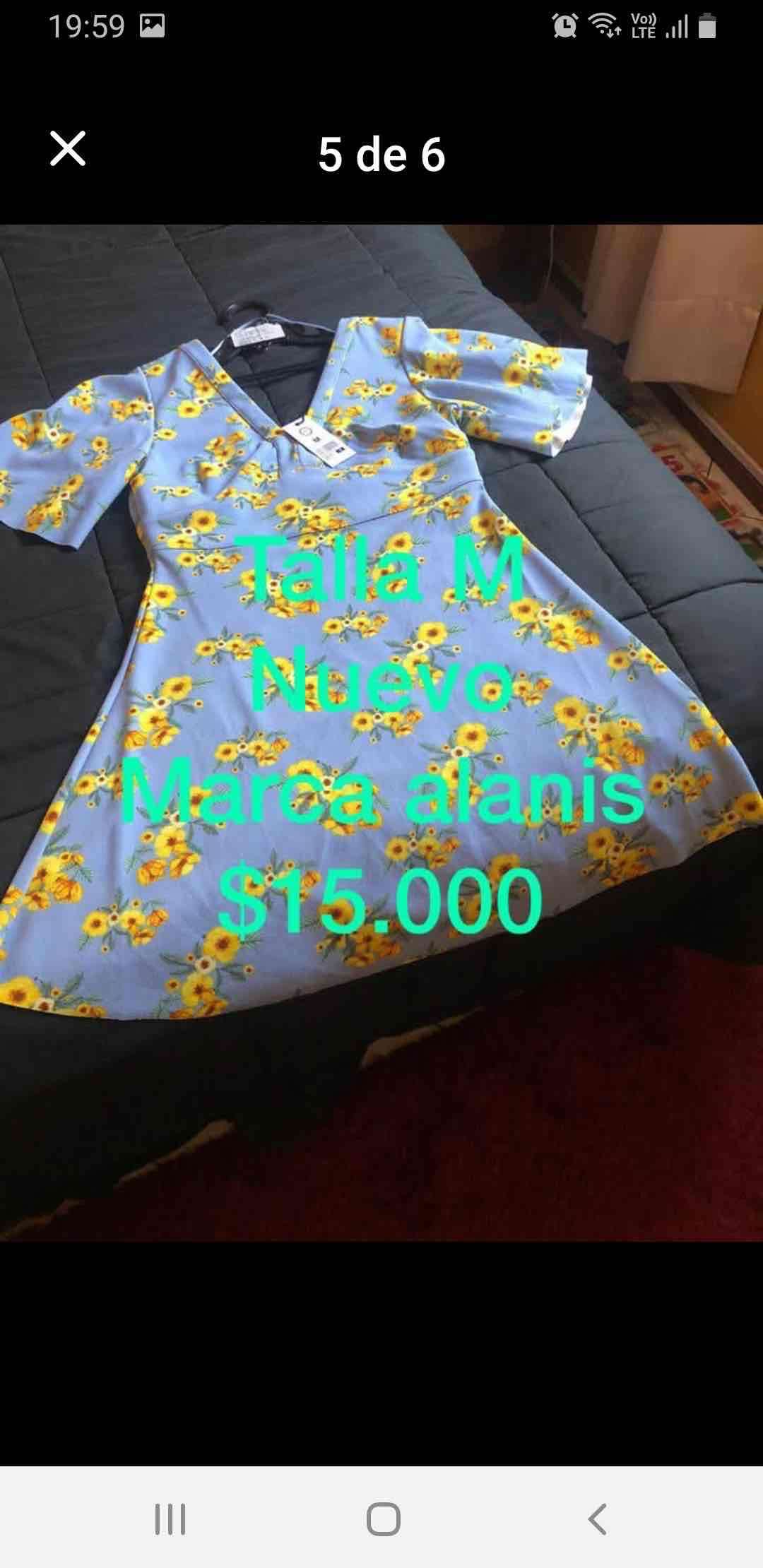 Vestido azul con flores amarillas - miniatura 2